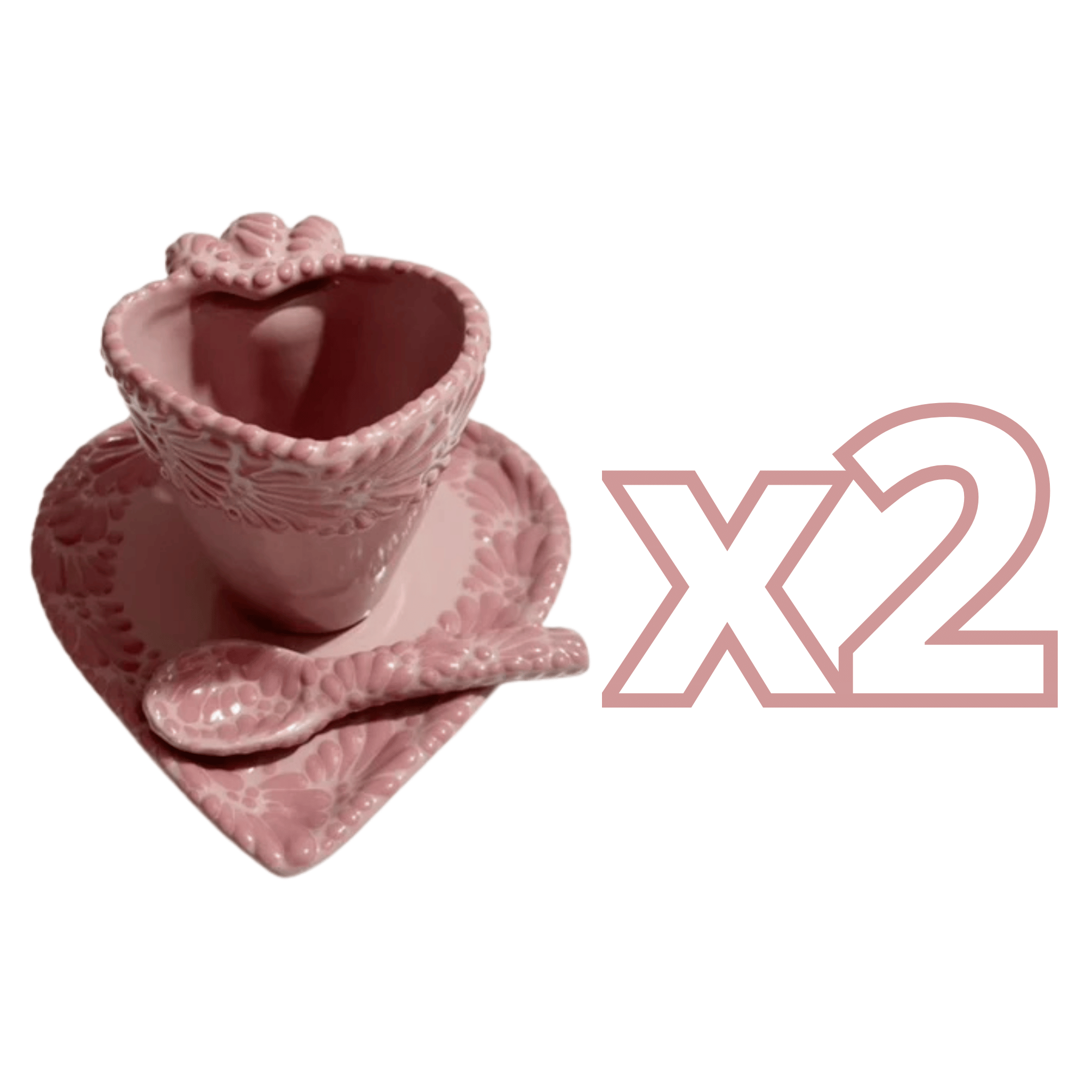 SET 3 PIEZAS FORMA CORAZON FONDO ROSA MIK CENEFA ROSA