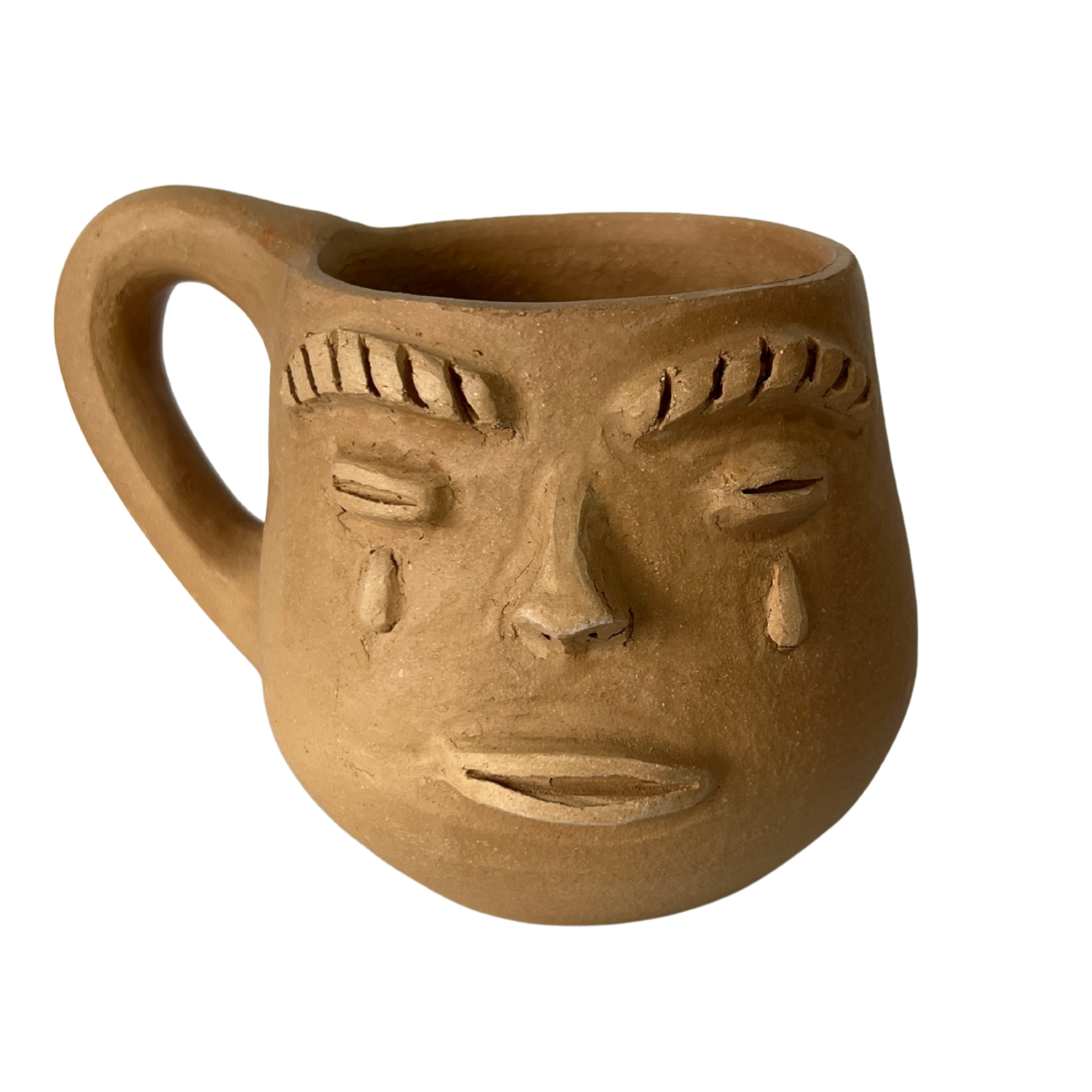 TAZA BARRO BLANCO CARITA LLORANDO