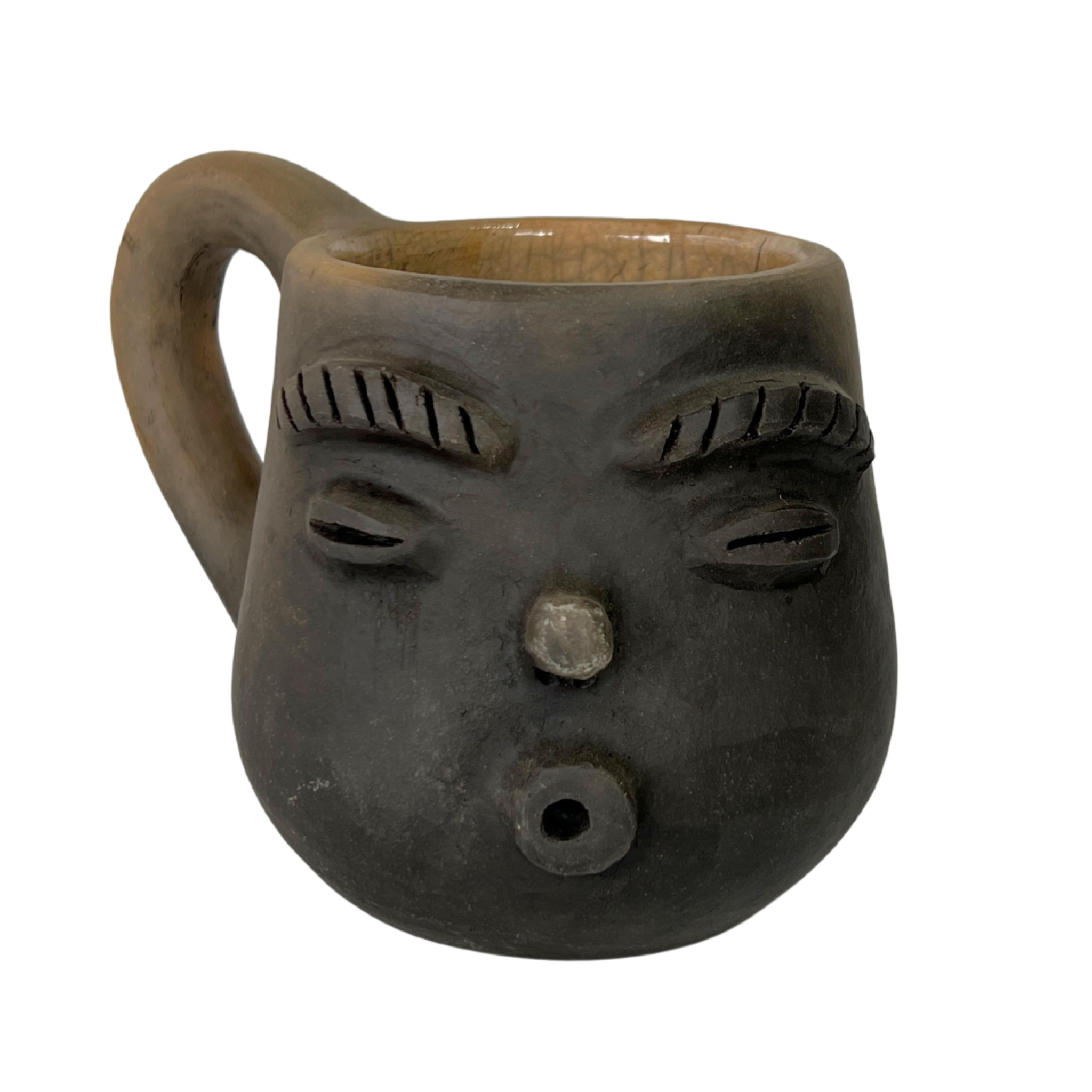 TAZA BARRO AHUMADO CARITA CHIFLANDO