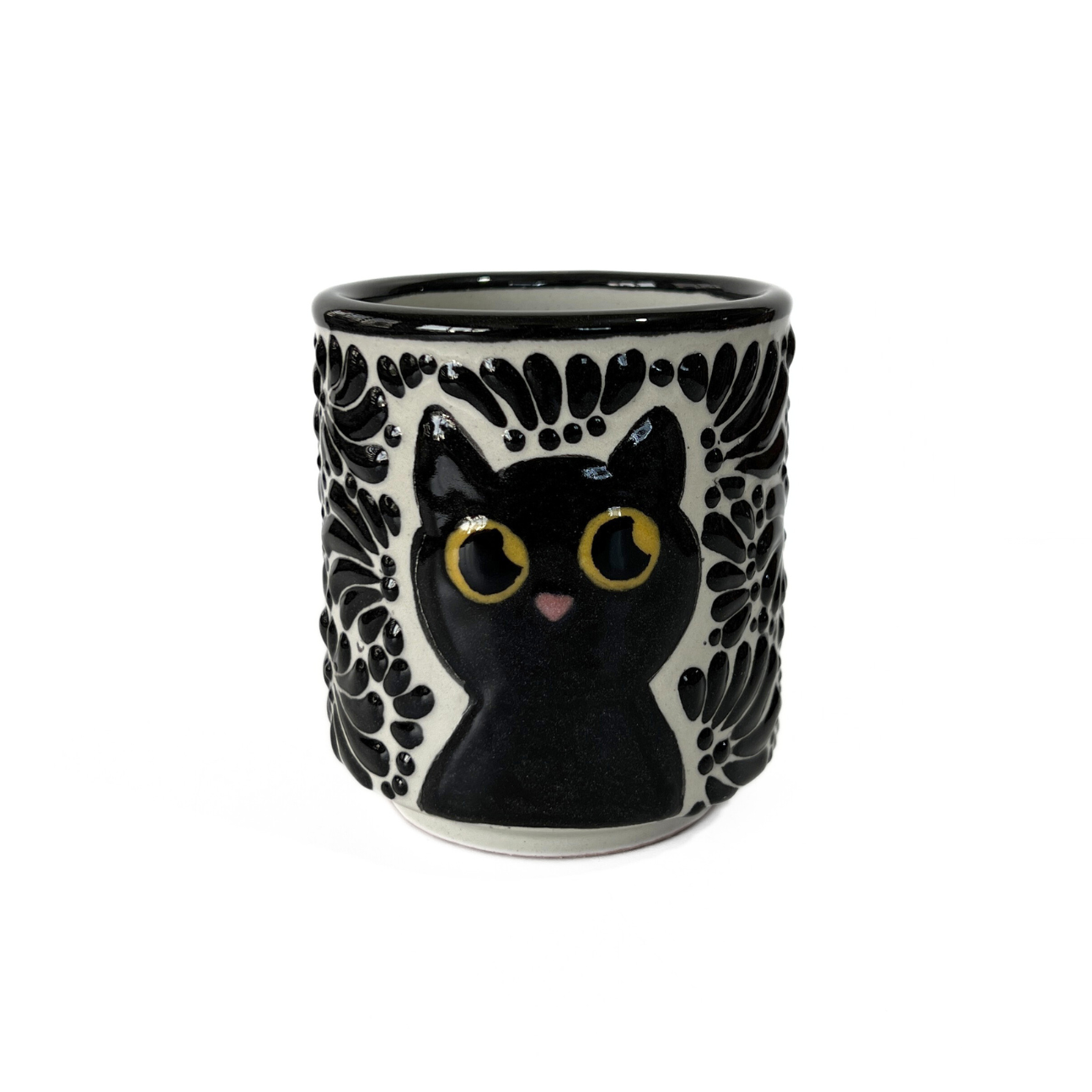 TAZA RECTA ESTANDAR FONDO TRADICIONAL MIK NEGRO GATO NEGRO CON OJOS AMARILLOS