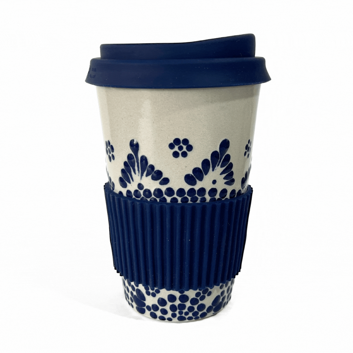 TERMO 15 CM SIN ASA FONDO TRADICIONAL CENEFA MANDALA AZUL COBALTO