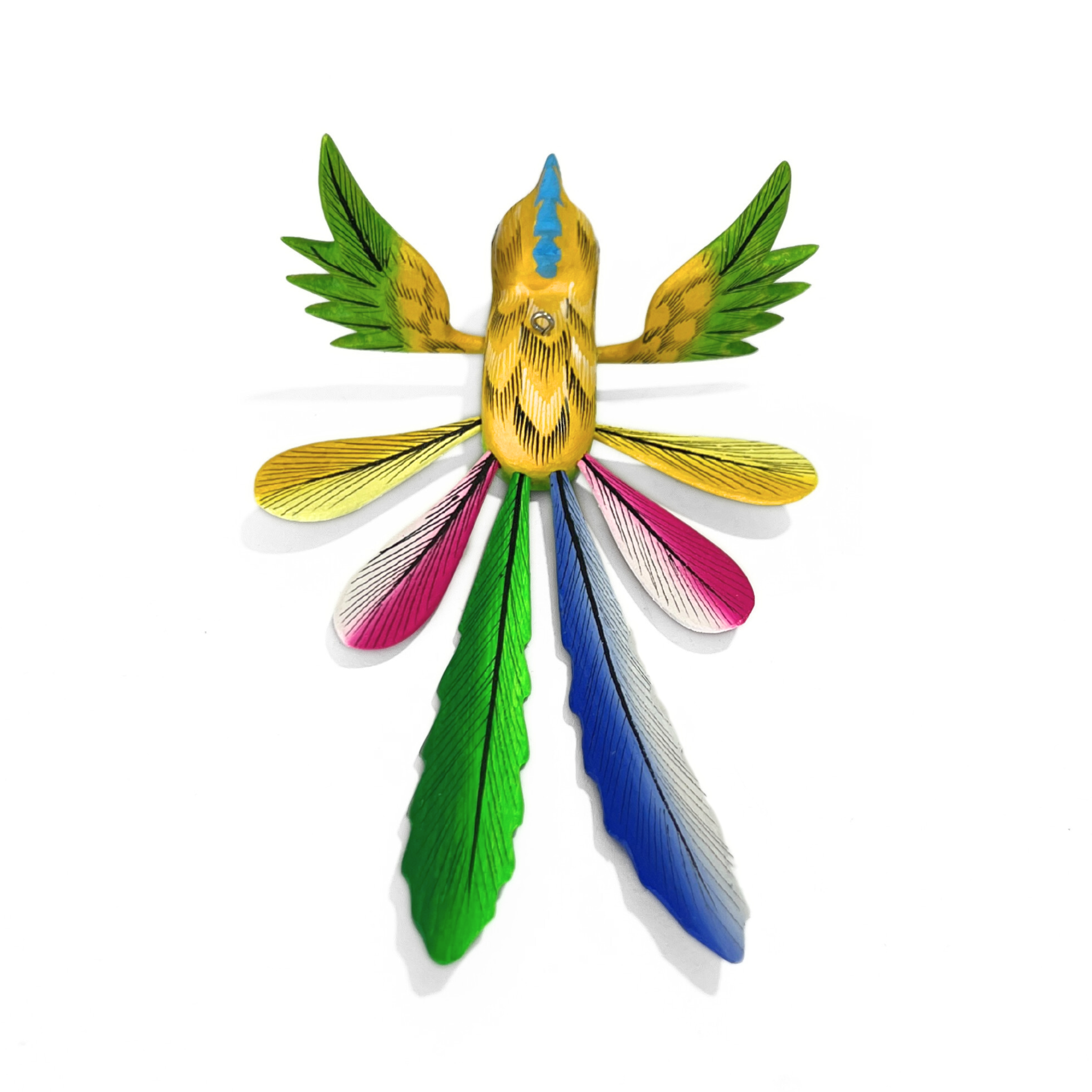 QUETZAL ALEBRIJE CHICO AMARILLO Y VERDE MULTICOLOR OAXACA