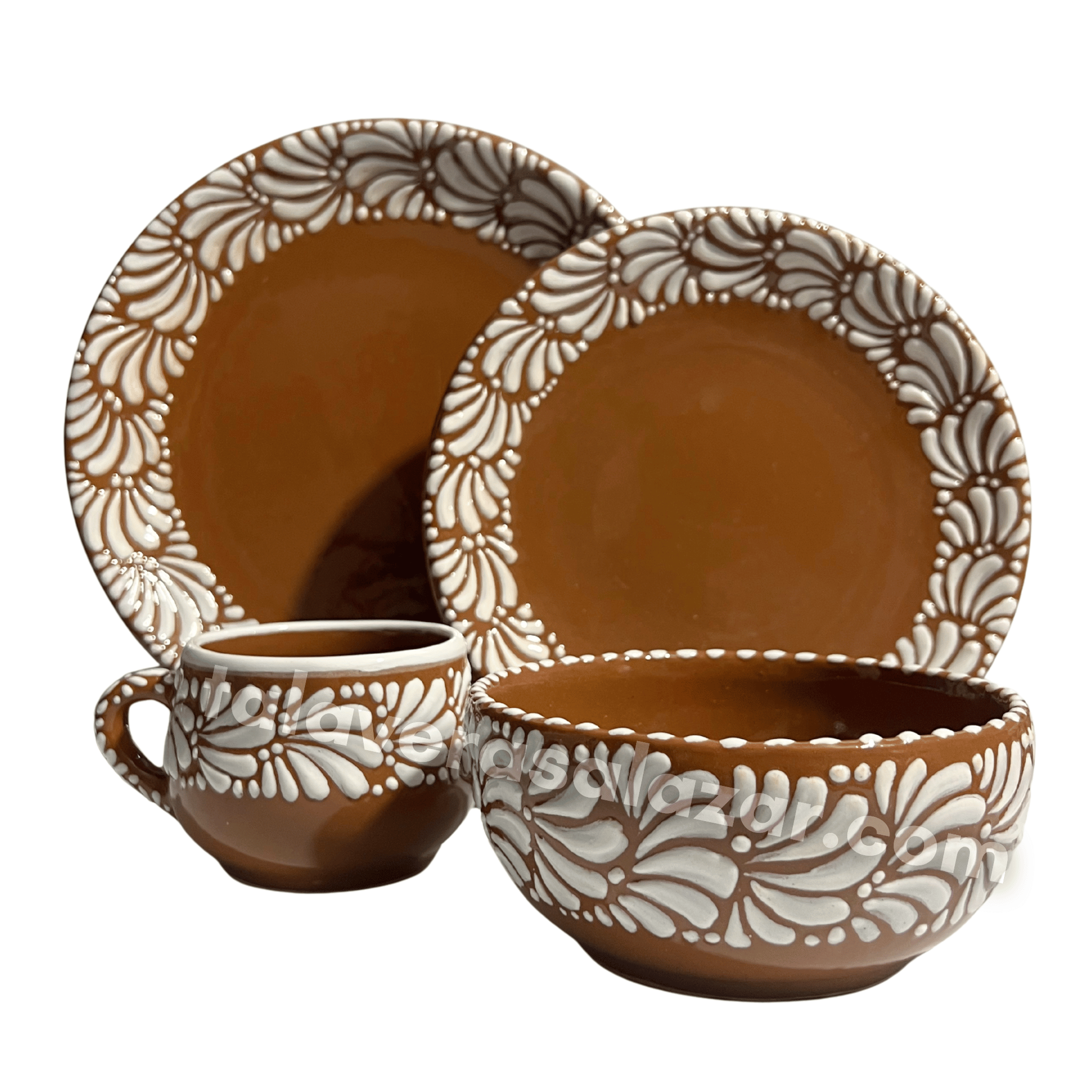 VAJILLA PARA 1 PERSONA FONDO CAFE CENEFA BLANCO MIK