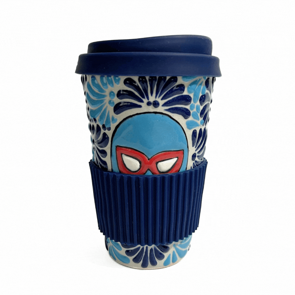 TERMO 15 CM SIN ASA FONDO TRADICIONAL MIK COMBINACION AZUL COBALTO Y TURQUESA LUCHADOR