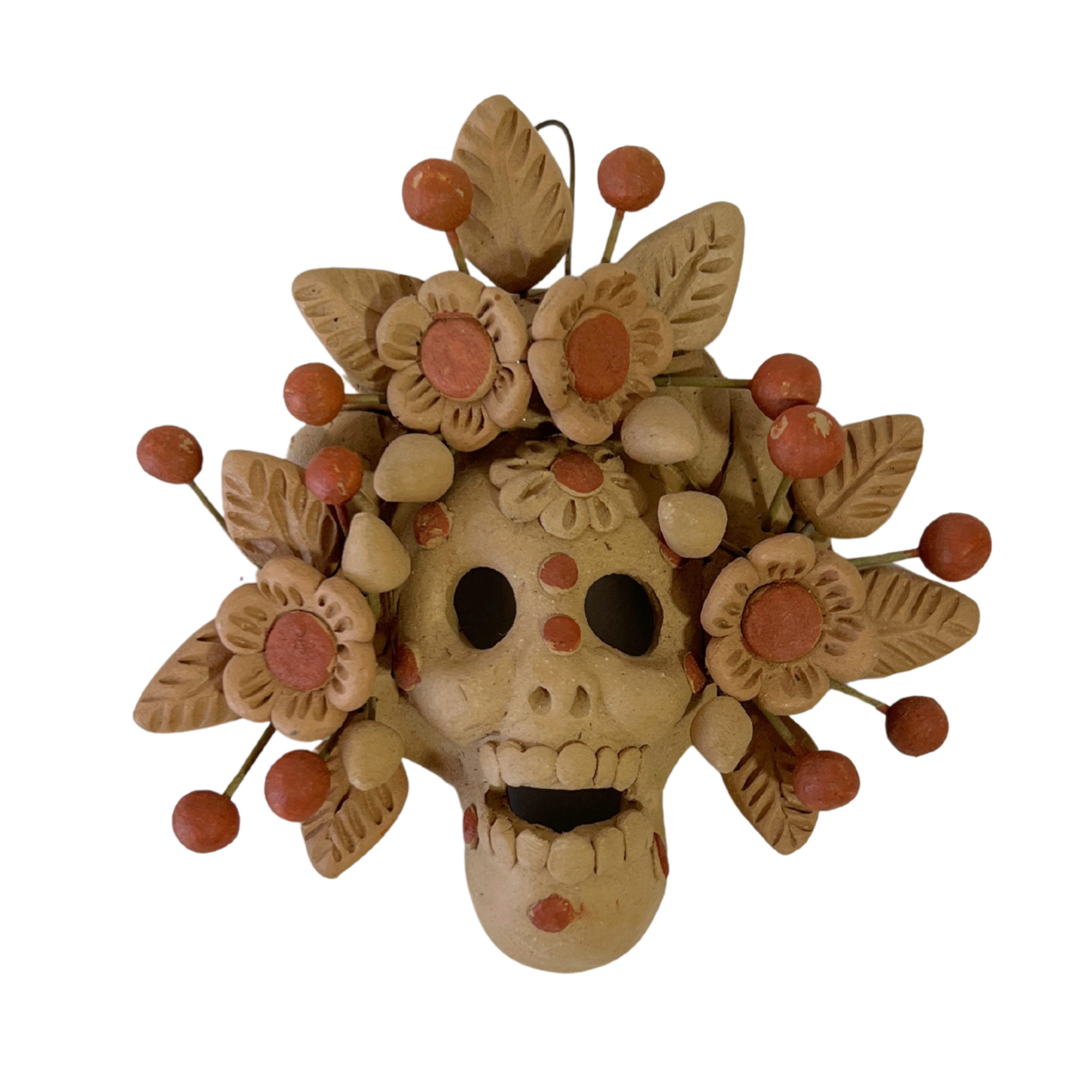 CALAVERA FLORES BARRO BLANCO Y ROJO