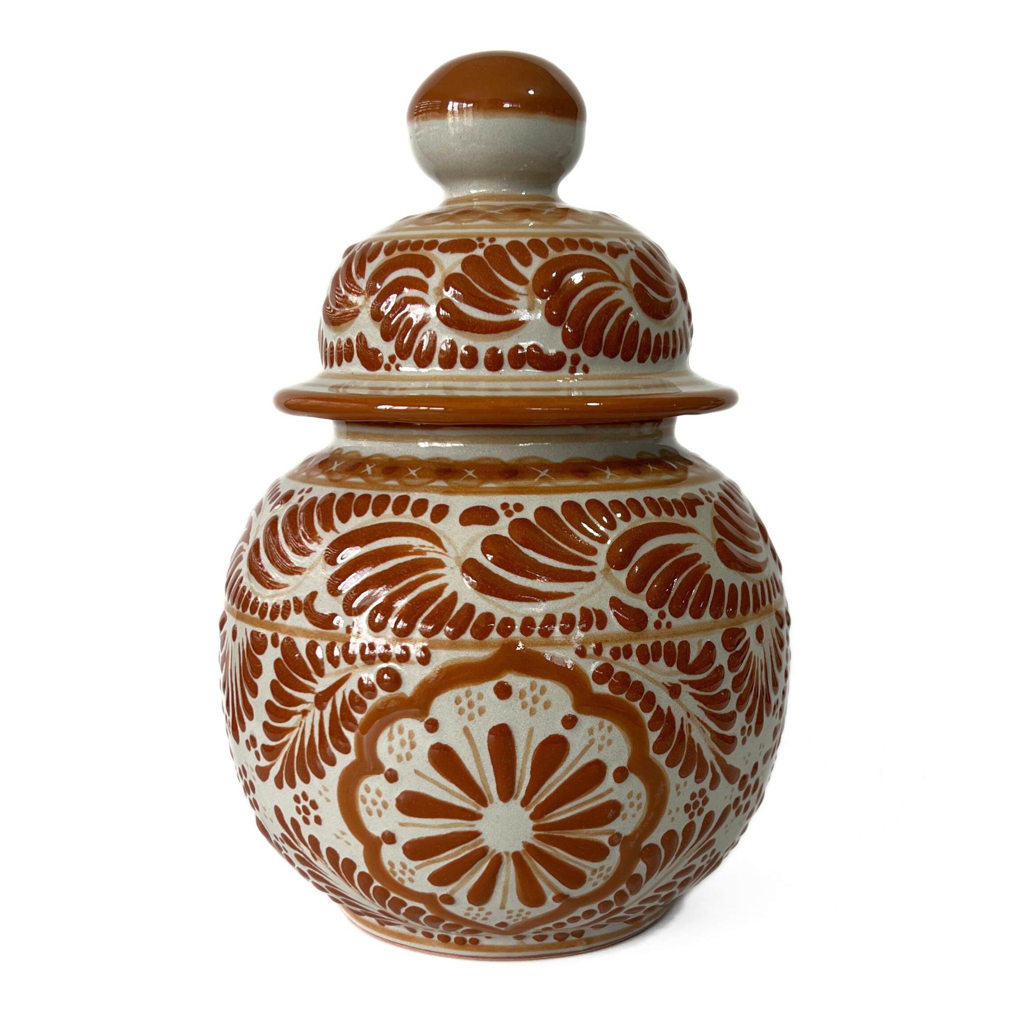 BOMBONERA FONDO TRADICIONAL CENEFA FLOR AL CENTRO TERRACOTA