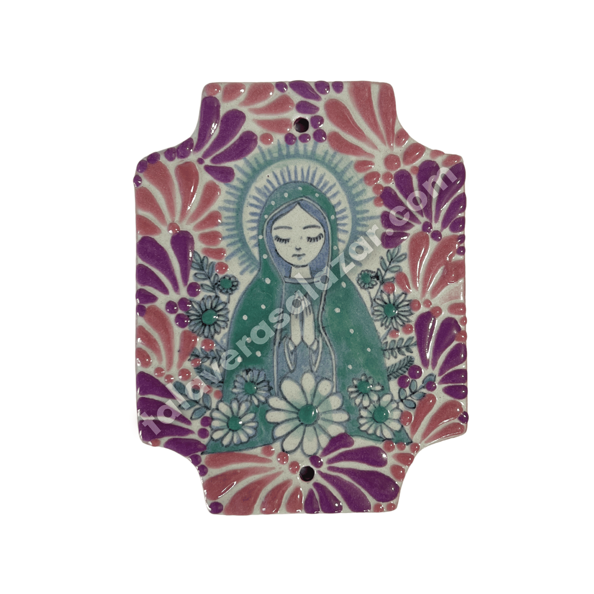 PLACA 14.5 CM VIRGENCITA MENTA MIK COMBINACION MORADO Y ROSA