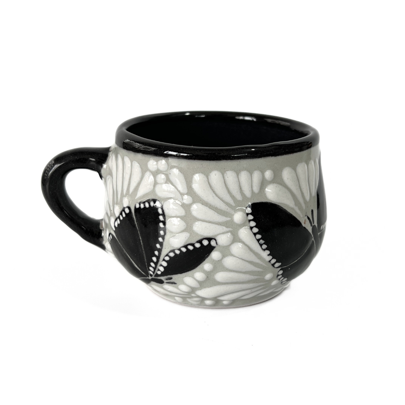 TAZA CHOCOLATERA MEDIANA FONDO TRADICIONAL MIK BLANCO ORILLA NEGRO