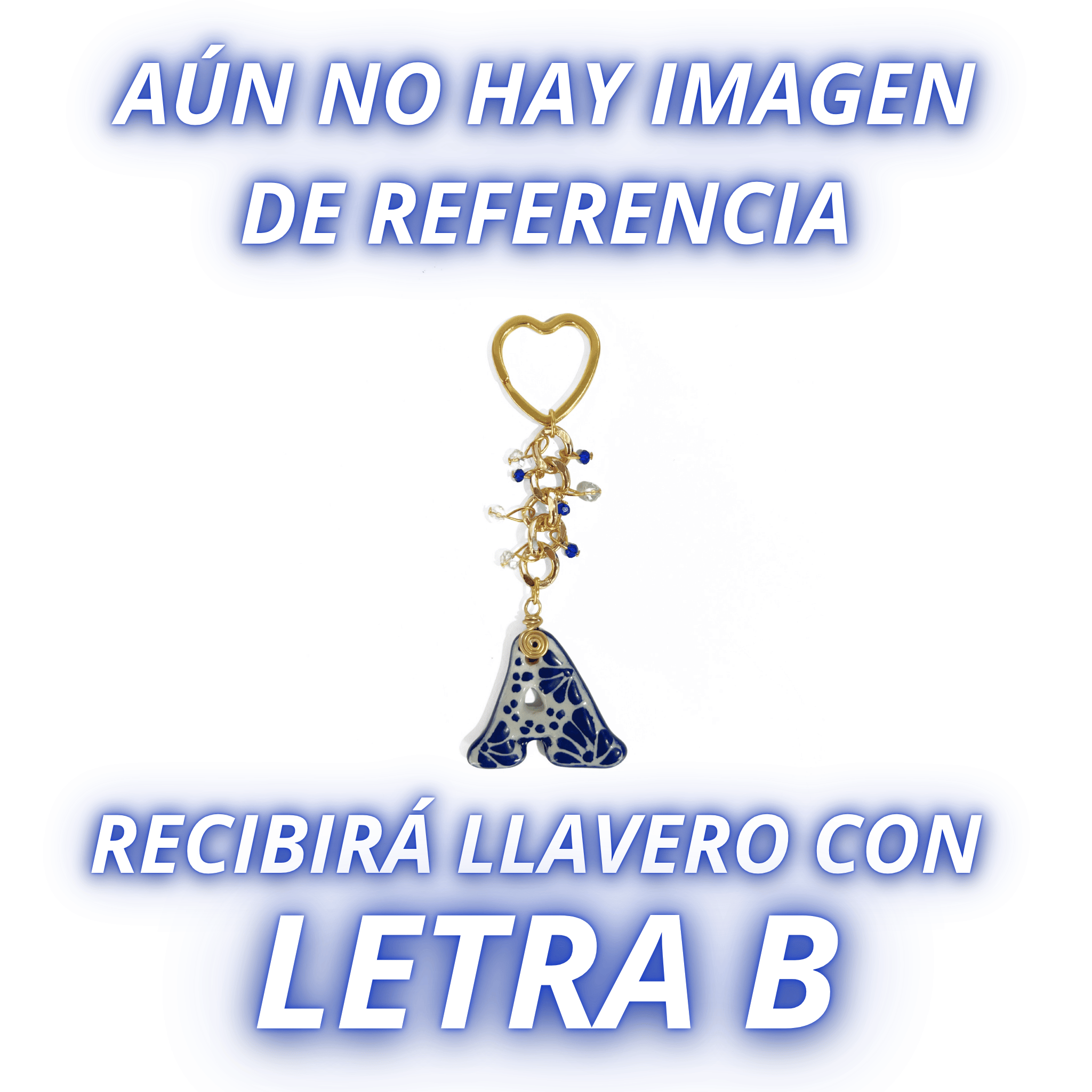 LLAVERO INICIAL AZUL COBALTO CON CRISTAL CORTADO