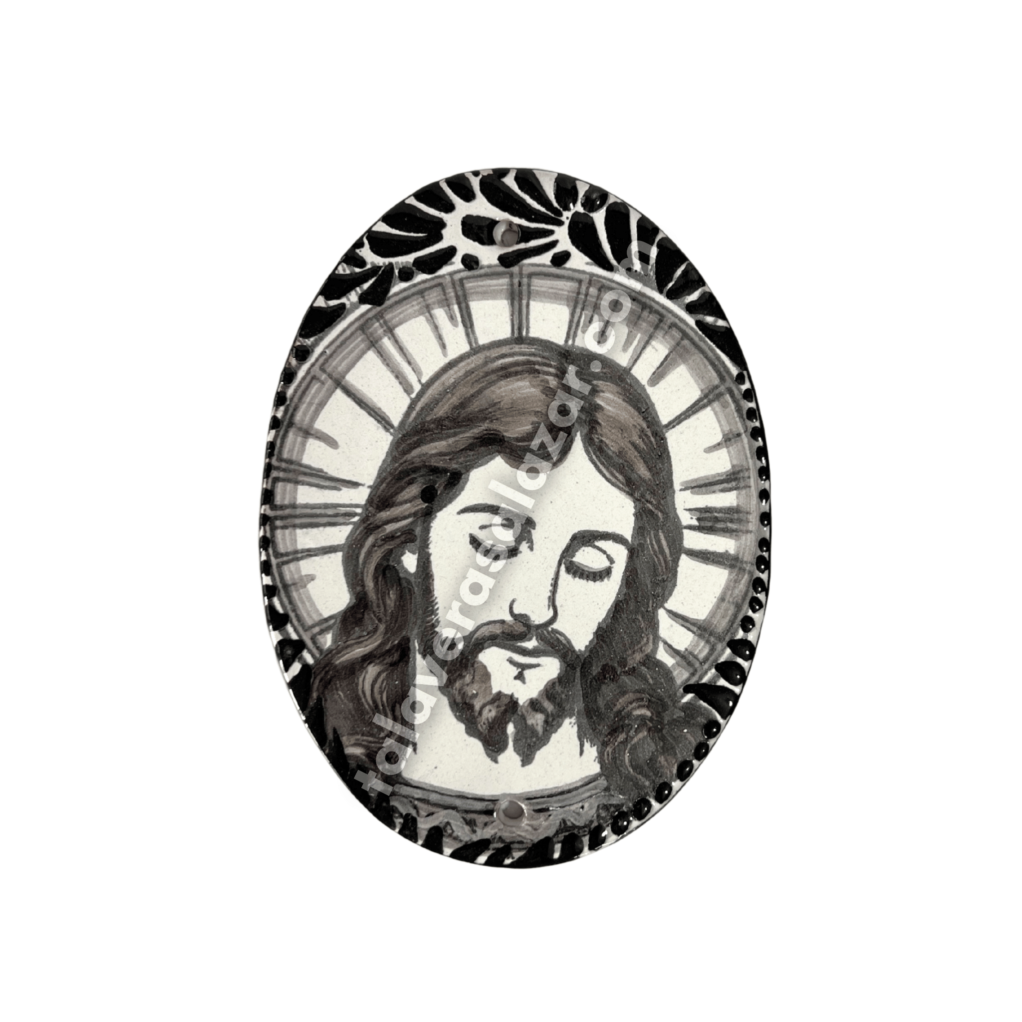 PLACA OVALADA 14 CM JESUS MIK NEGRO