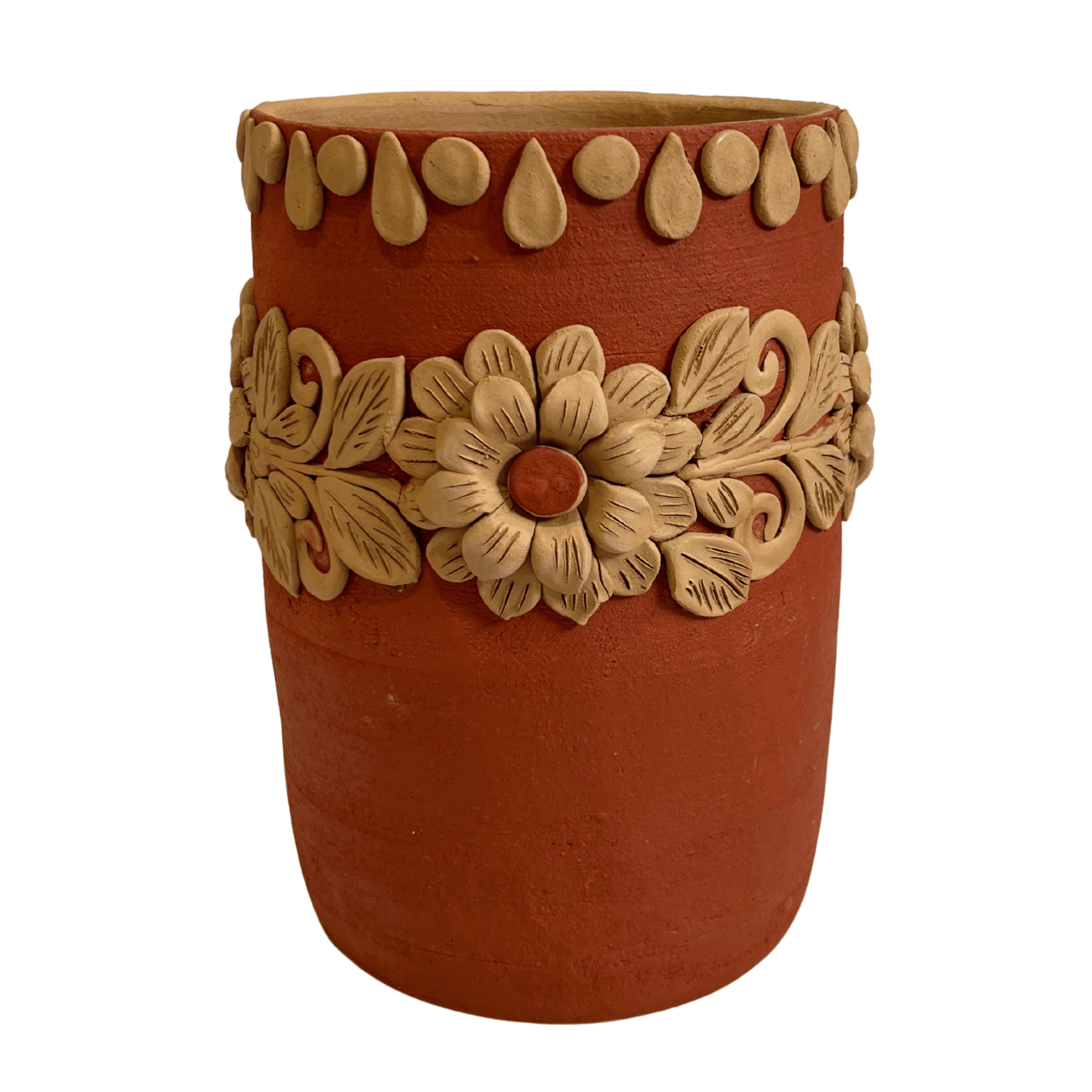 BASE PARA CUCHARAS BARRO ROJO Y BLANCO BORDADO