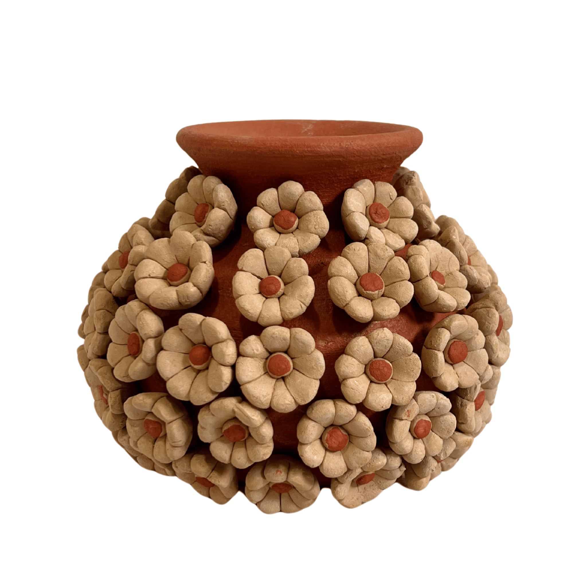 OLLITA BARRO ROJO FLORECITAS BARRO BLANCO Y ROJO