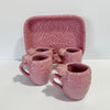 SET DE 4 TEQUILEROS BARRIL EN FORMA DE CORAZON CON ASA FONDO ROSA MIK ROSA