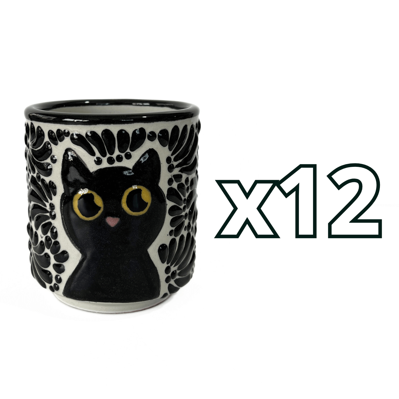 TAZA RECTA ESTANDAR FONDO TRADICIONAL MIK NEGRO GATO NEGRO CON OJOS AMARILLOS