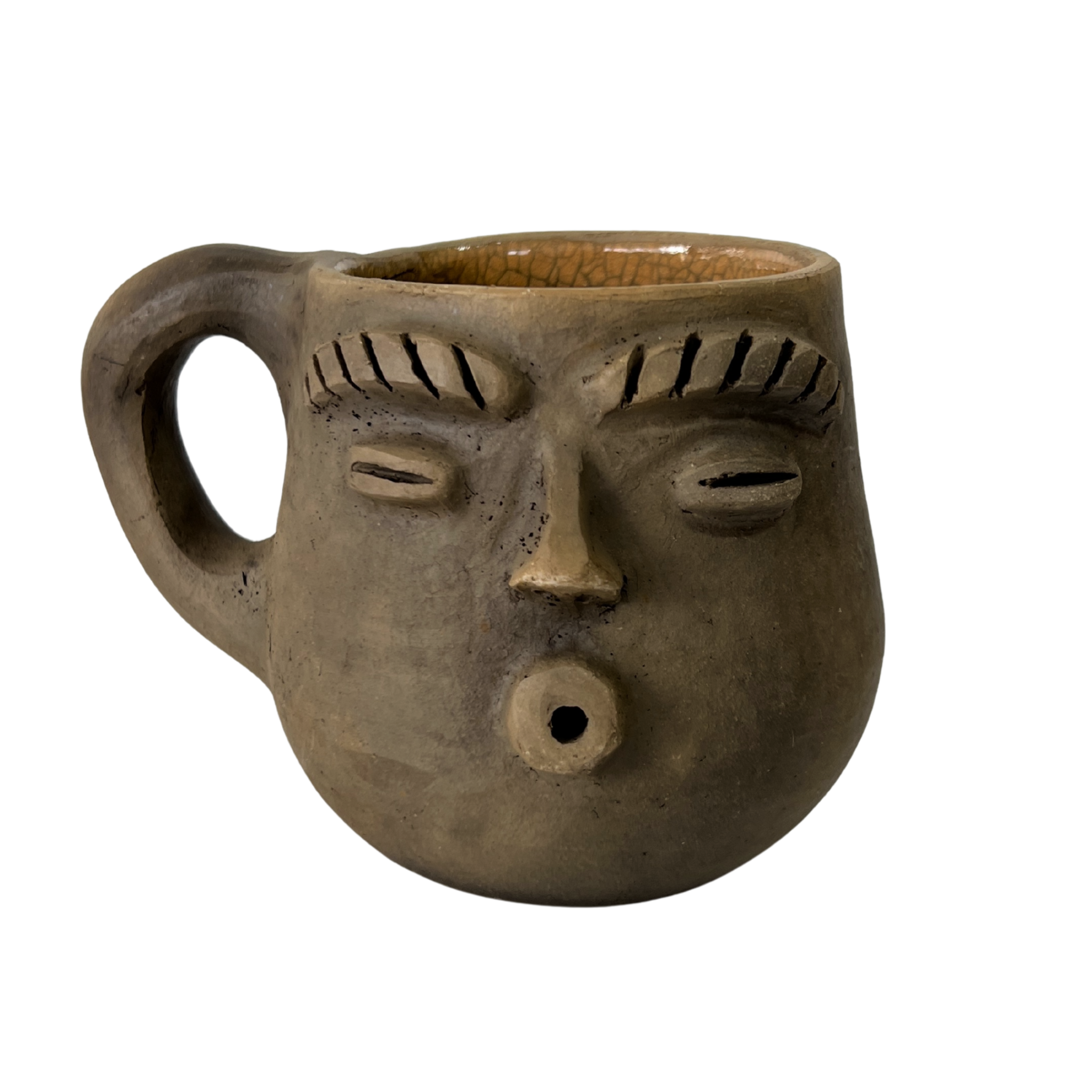 TAZA BARRO AHUMADO CARITA SILBANDO