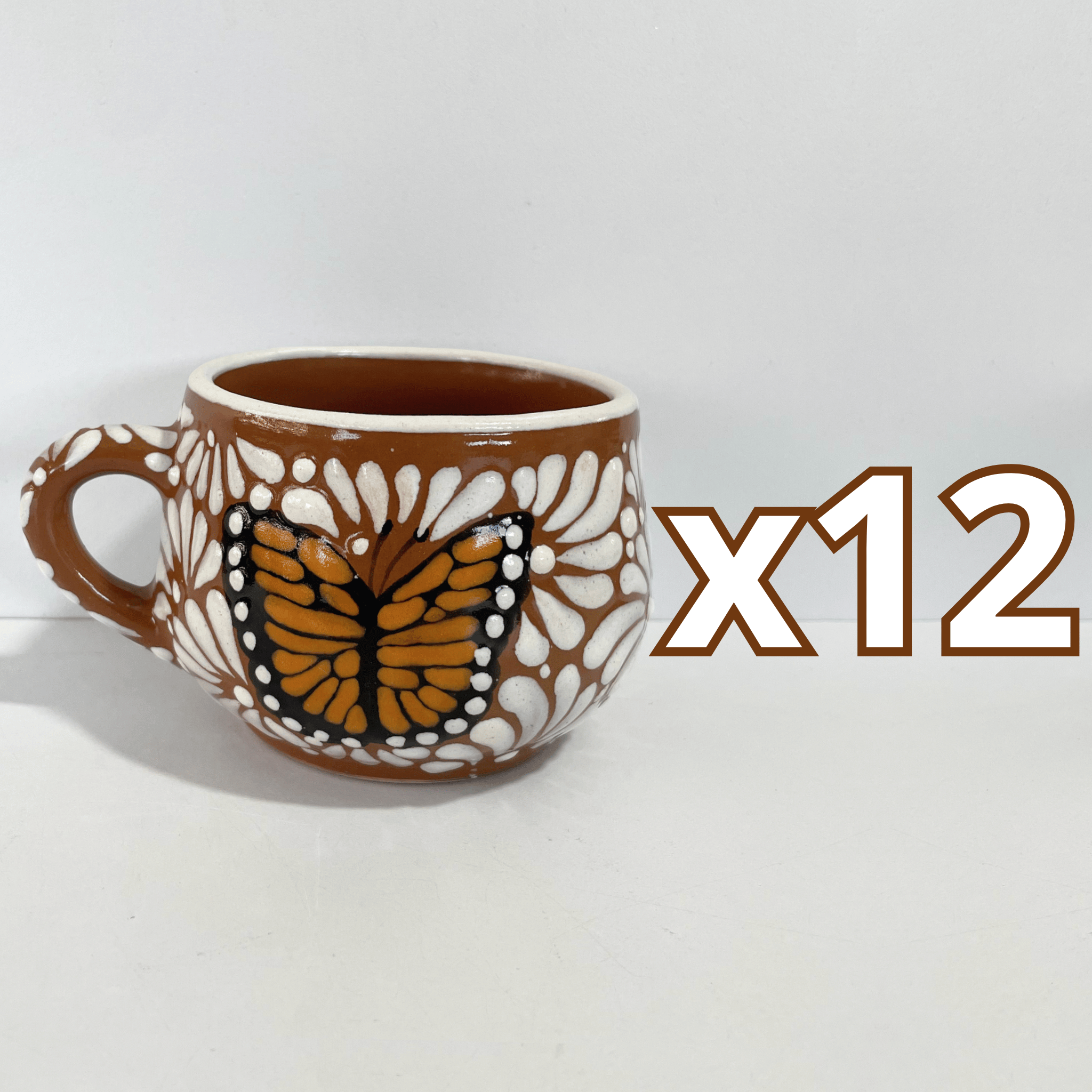 TAZA CHOCOLATERA MEDIANA FONDO CAFE MIK BLANCO MARIPOSAS