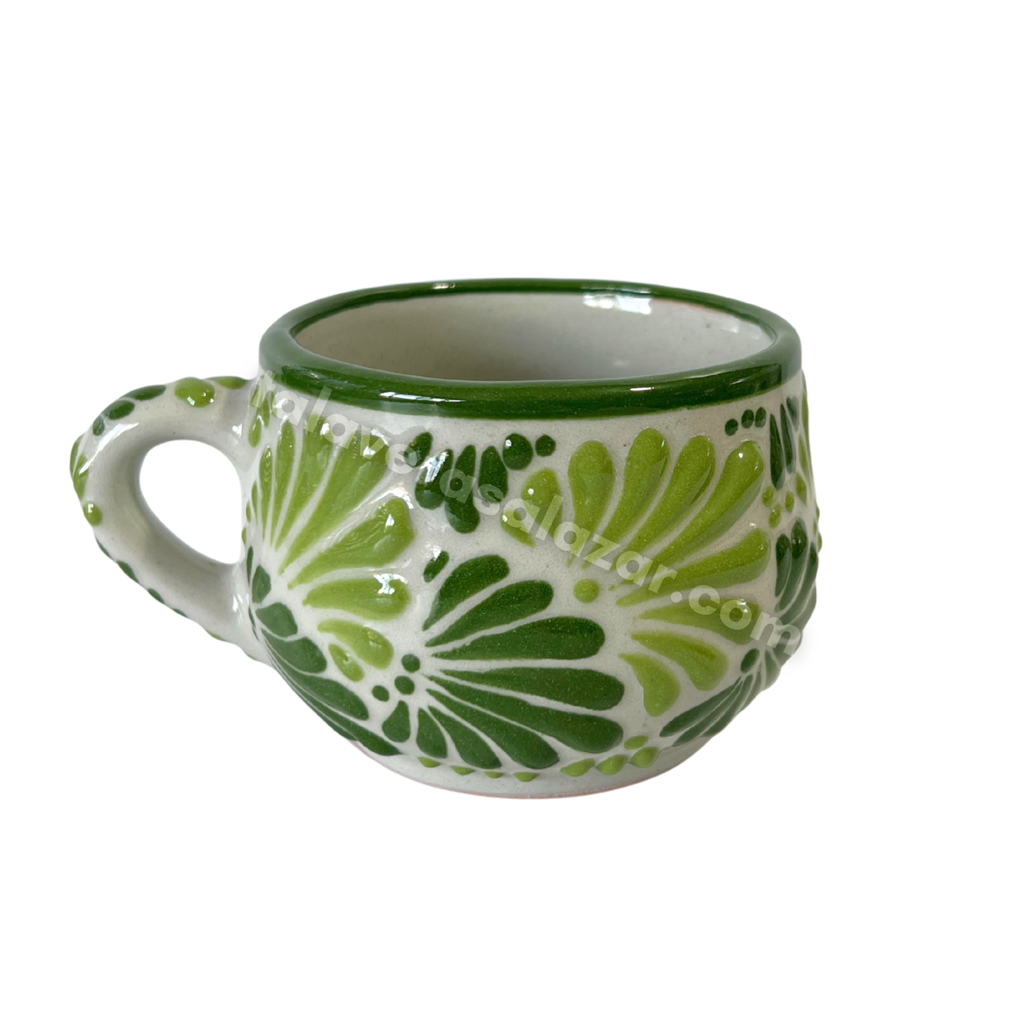 TAZA CHOCOLATERA MEDIANA FONDO TRADICIONAL MIK COMBINACION VERDE BANDERA Y LIMON