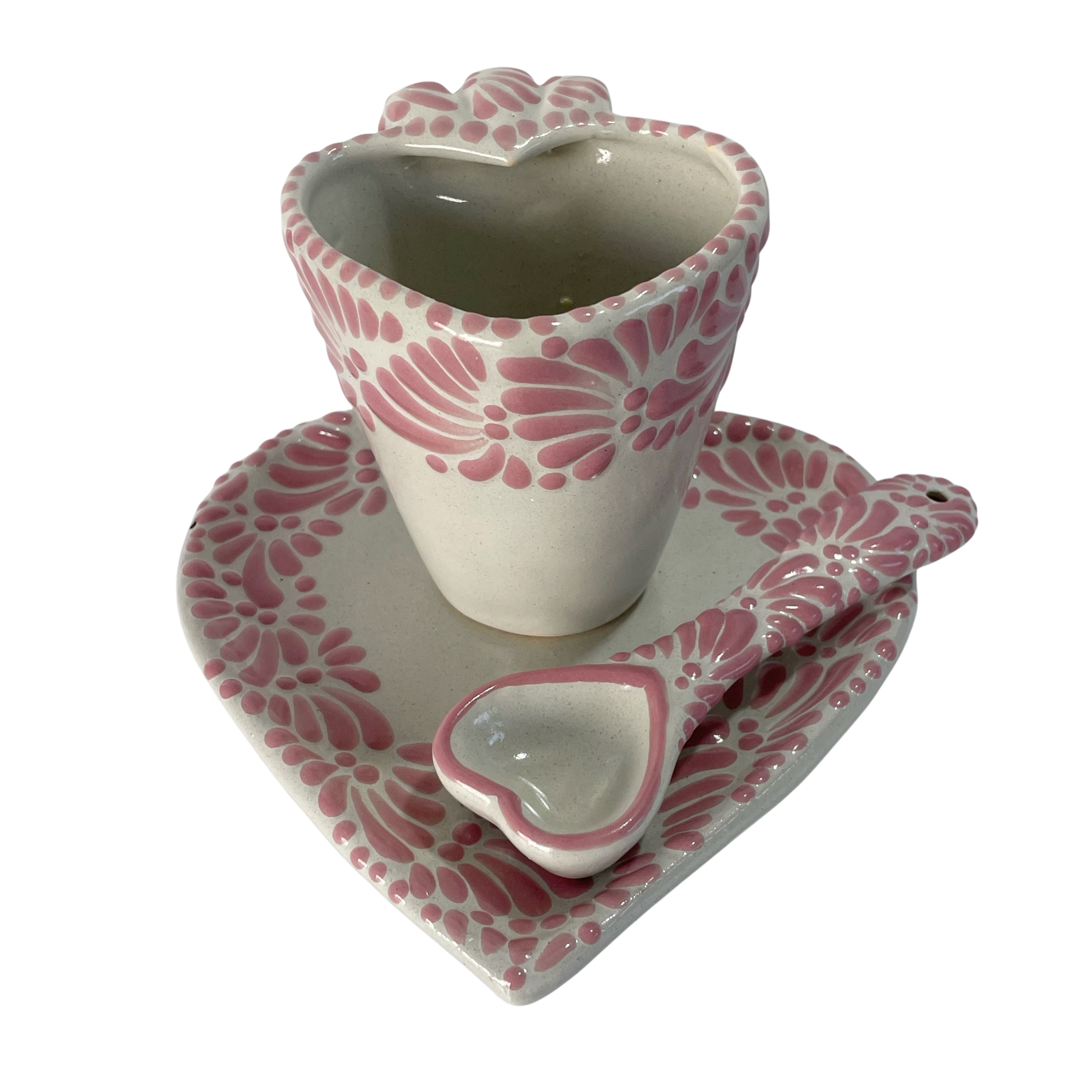 SET 3 PIEZAS FORMA CORAZON CON CUCHARA CORAZON FONDO TRADICIONAL MIK CENEFA ROSA
