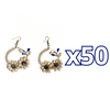 ARETES CRISTAL CORTADO BLANCO ESFERA FONDO TRADICIONAL DECORADO AZUL COBALTO