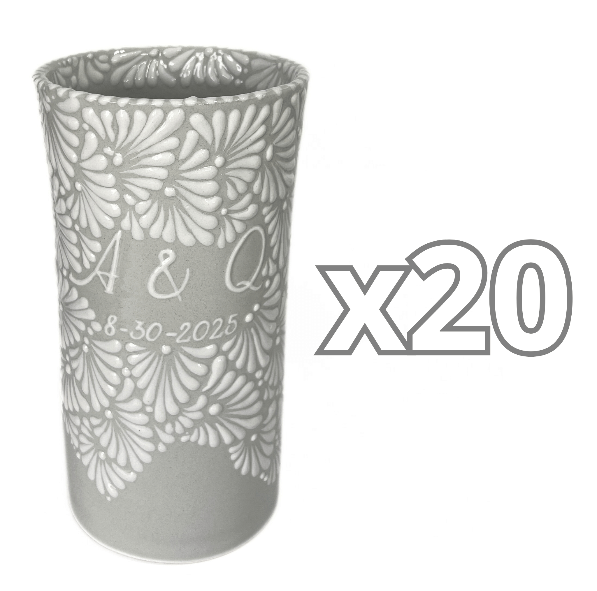 FLORERO CILINDRO 25 CM 16 CARACTERES FONDO TRADICIONAL MIK MEDIO BLANCO PERSONALIZADO