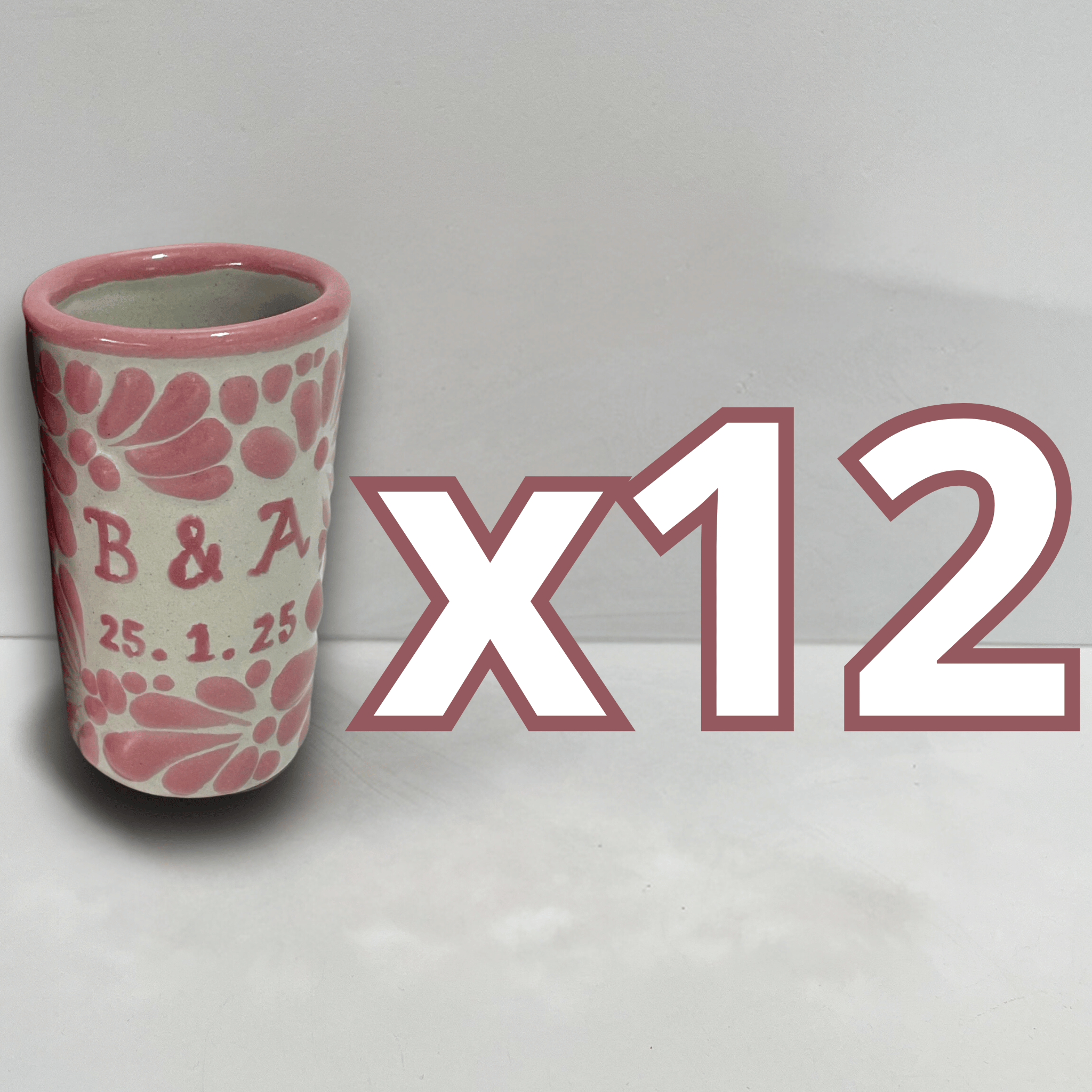 TEQUILERO PERSONALIZADO FONDO BLANCO MIK ROSA INICIALES Y FECHA
