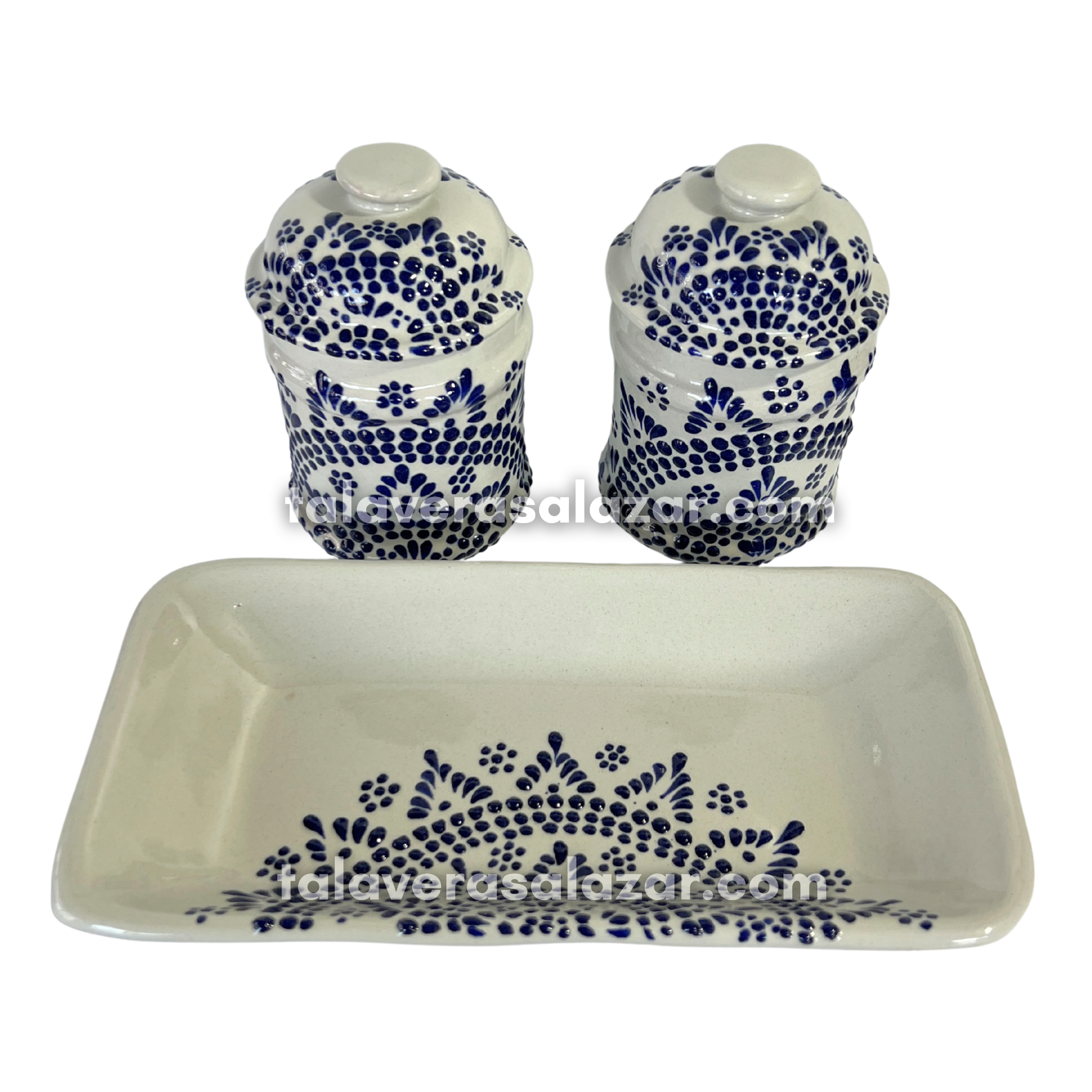 JUEGO DE CAFE Y AZUCAR FONDO TRADICIONAL CENEFA MANDALA AZUL COBALTO