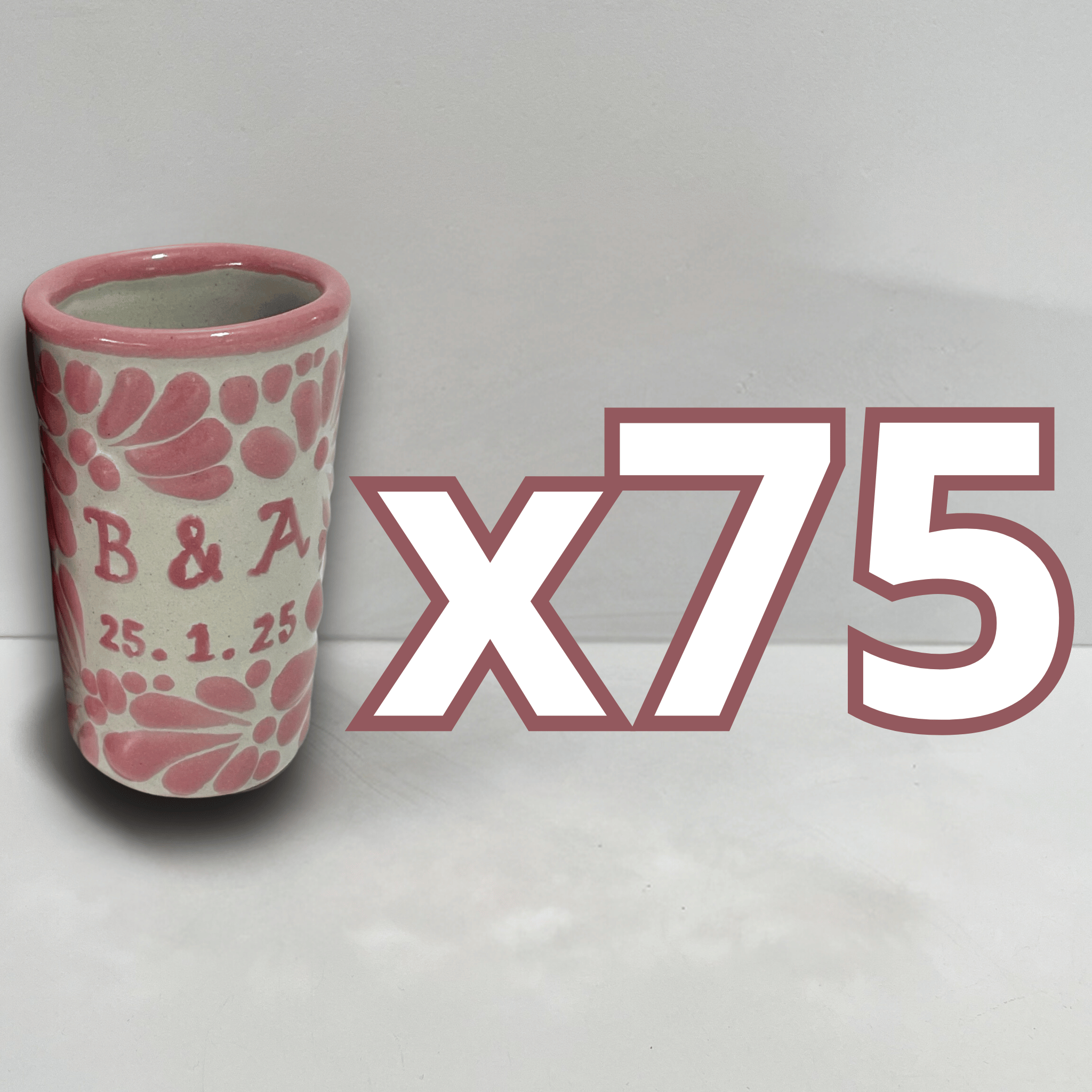 TEQUILERO PERSONALIZADO FONDO BLANCO MIK ROSA INICIALES Y FECHA