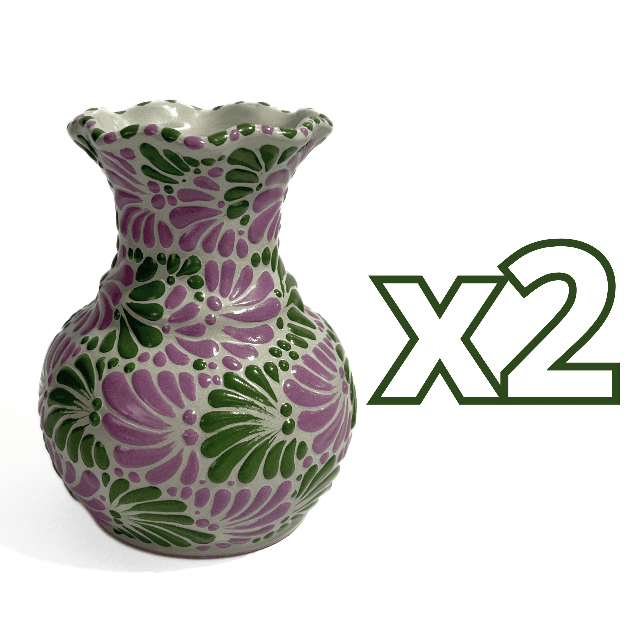 FLORERO ONDAS 15 CM FONDO TRADICIONAL MIK COMBINACION VERDE BANDERA CON MORADO