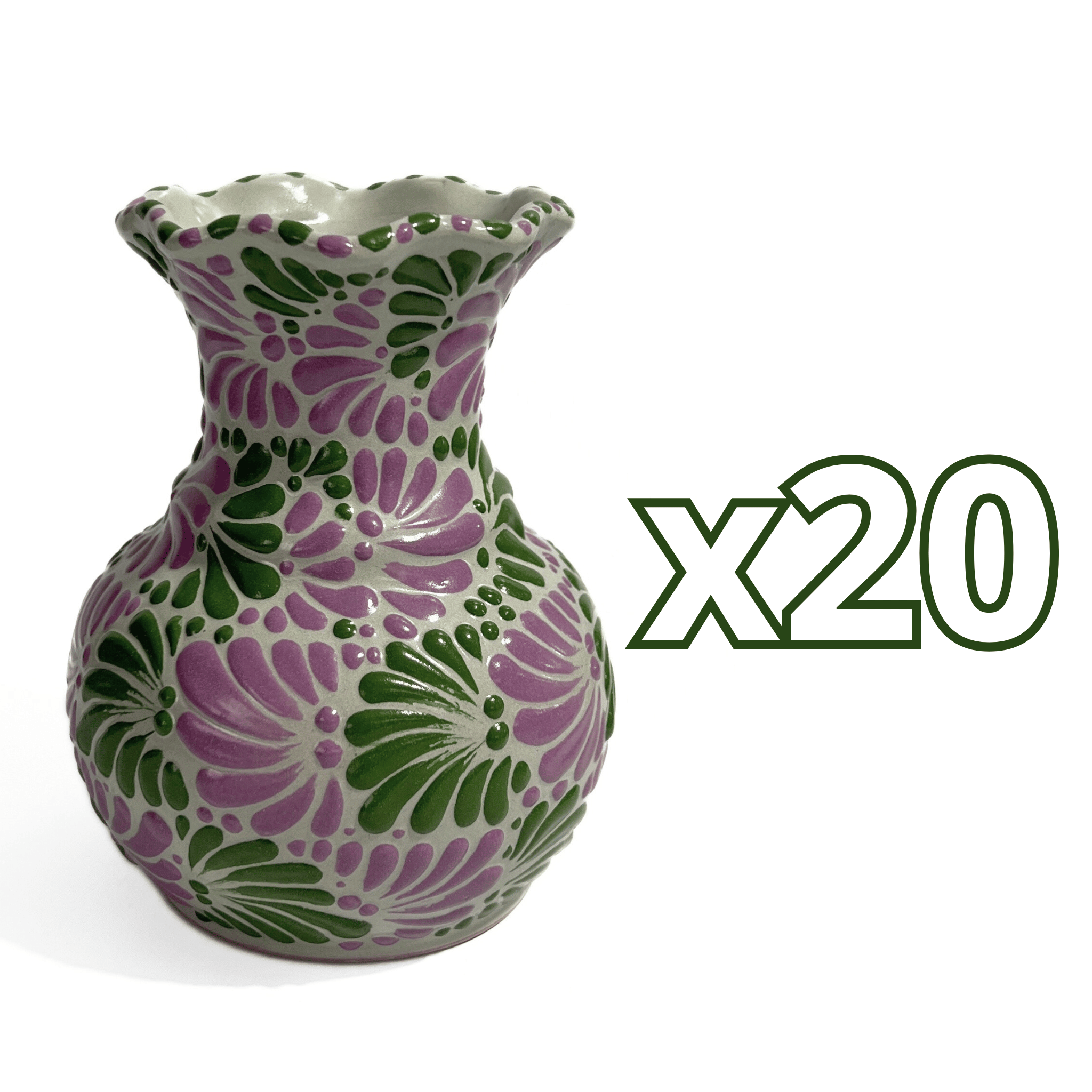 FLORERO ONDAS 15 CM FONDO TRADICIONAL MIK COMBINACION VERDE BANDERA CON MORADO