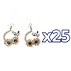 ARETES CRISTAL CORTADO BLANCO ESFERA FONDO TRADICIONAL DECORADO AZUL COBALTO