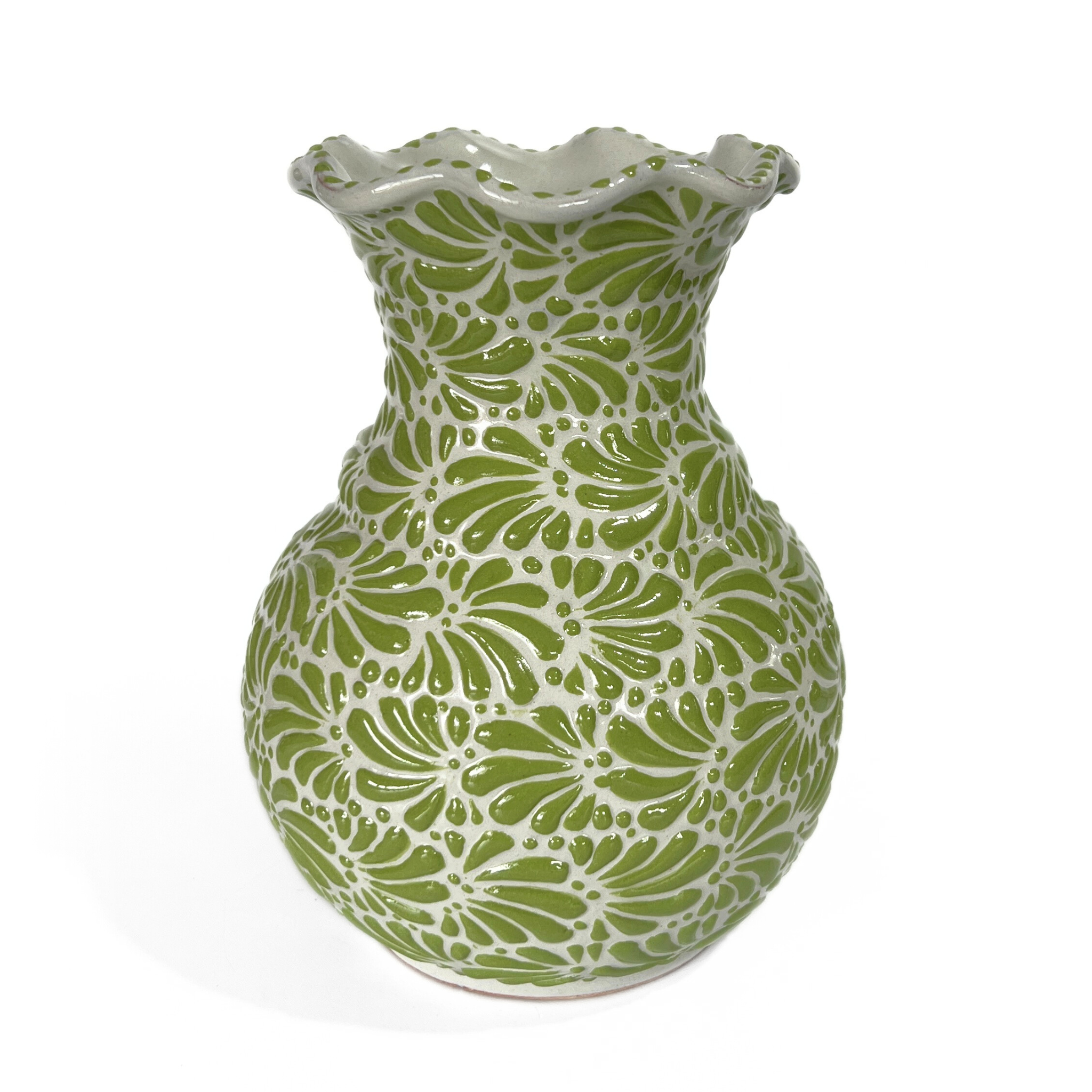 FLORERO ONDAS 20 CM FONDO TRADICIONAL MIK VERDE LIMON