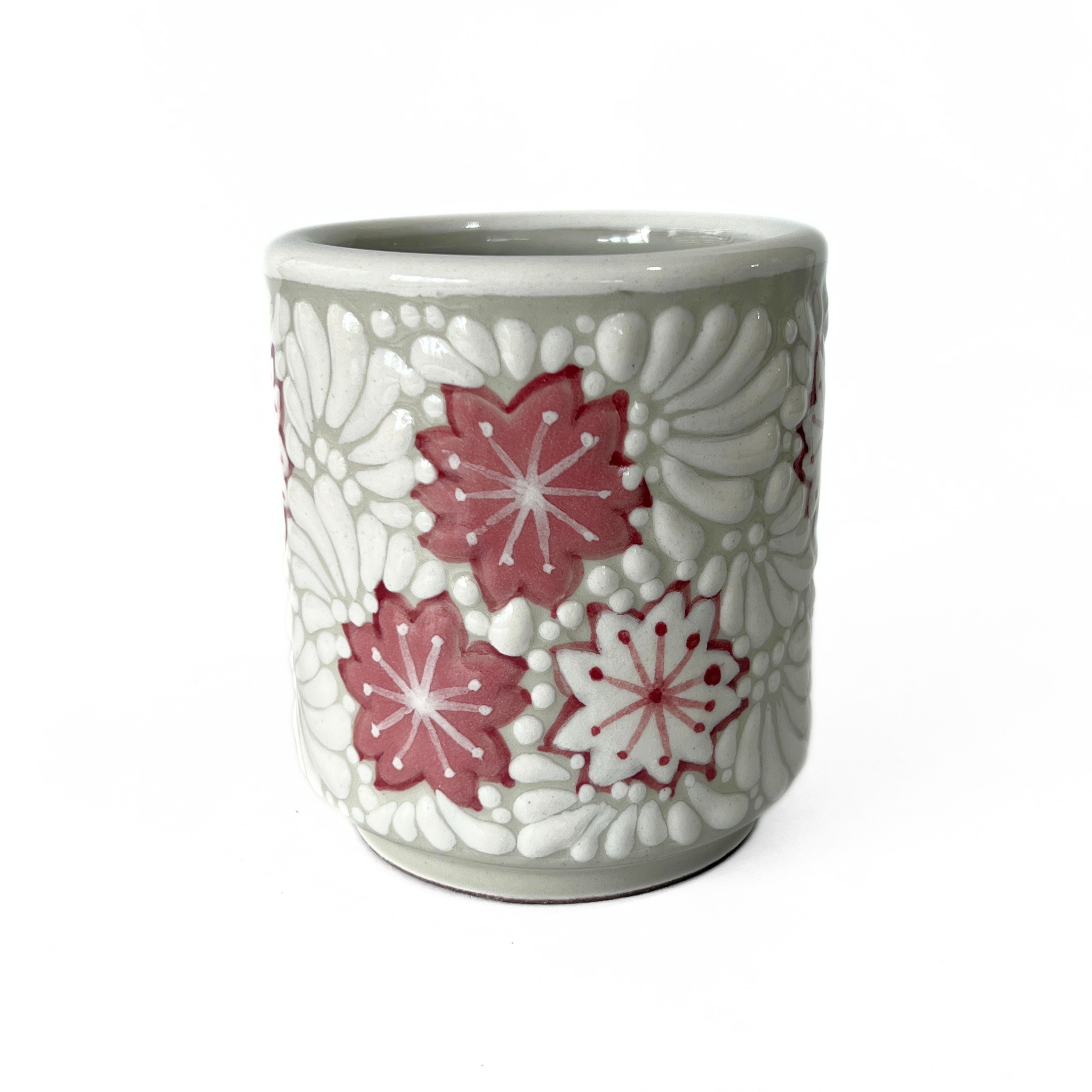 TAZA RECTA ESTANDAR FONDO TRADICIONAL MIK BLANCO TRES FLORES CEREZO