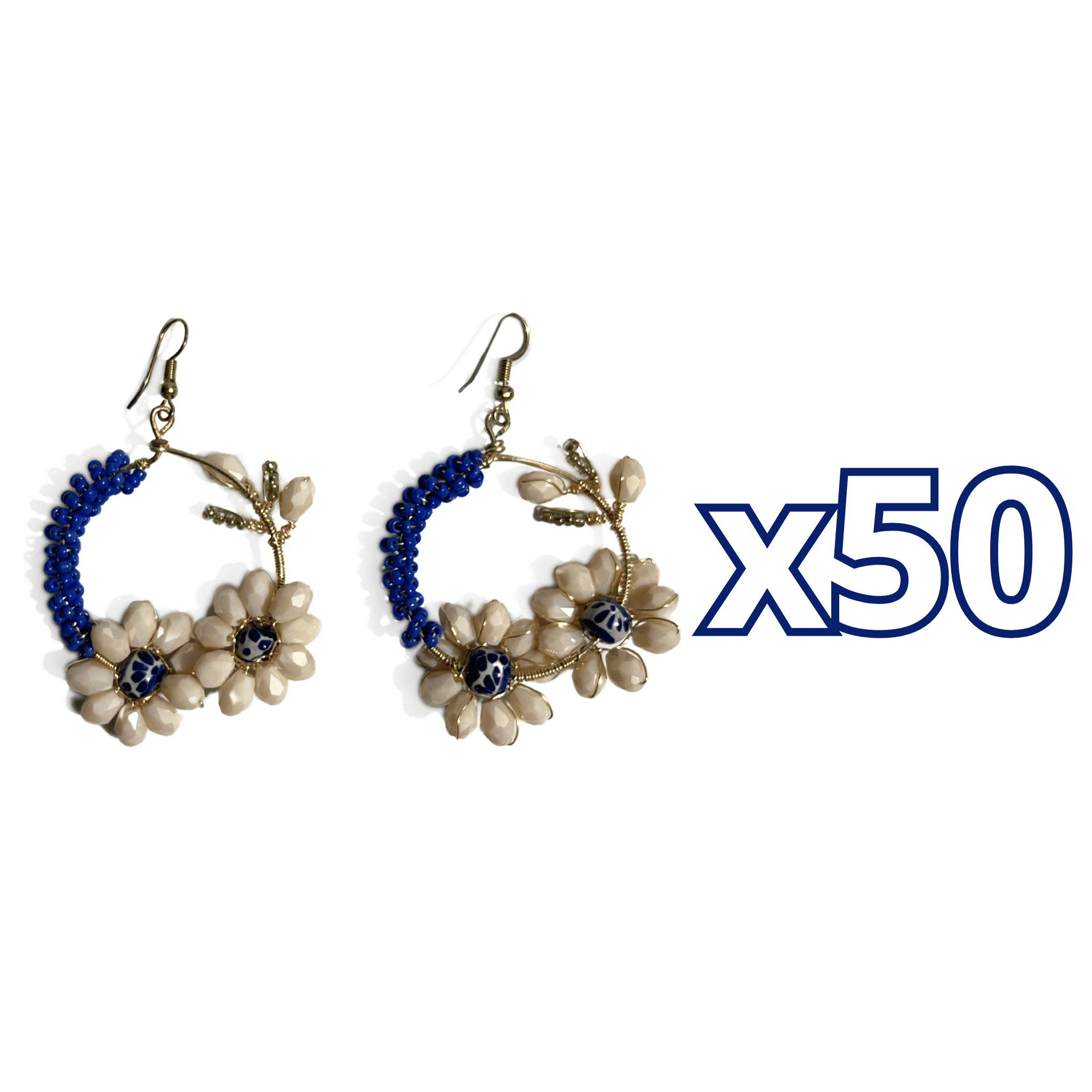 ARETES CRISTAL CORTADO ESFERA FONDO TRADICIONAL DECORADO AZUL COBALTO