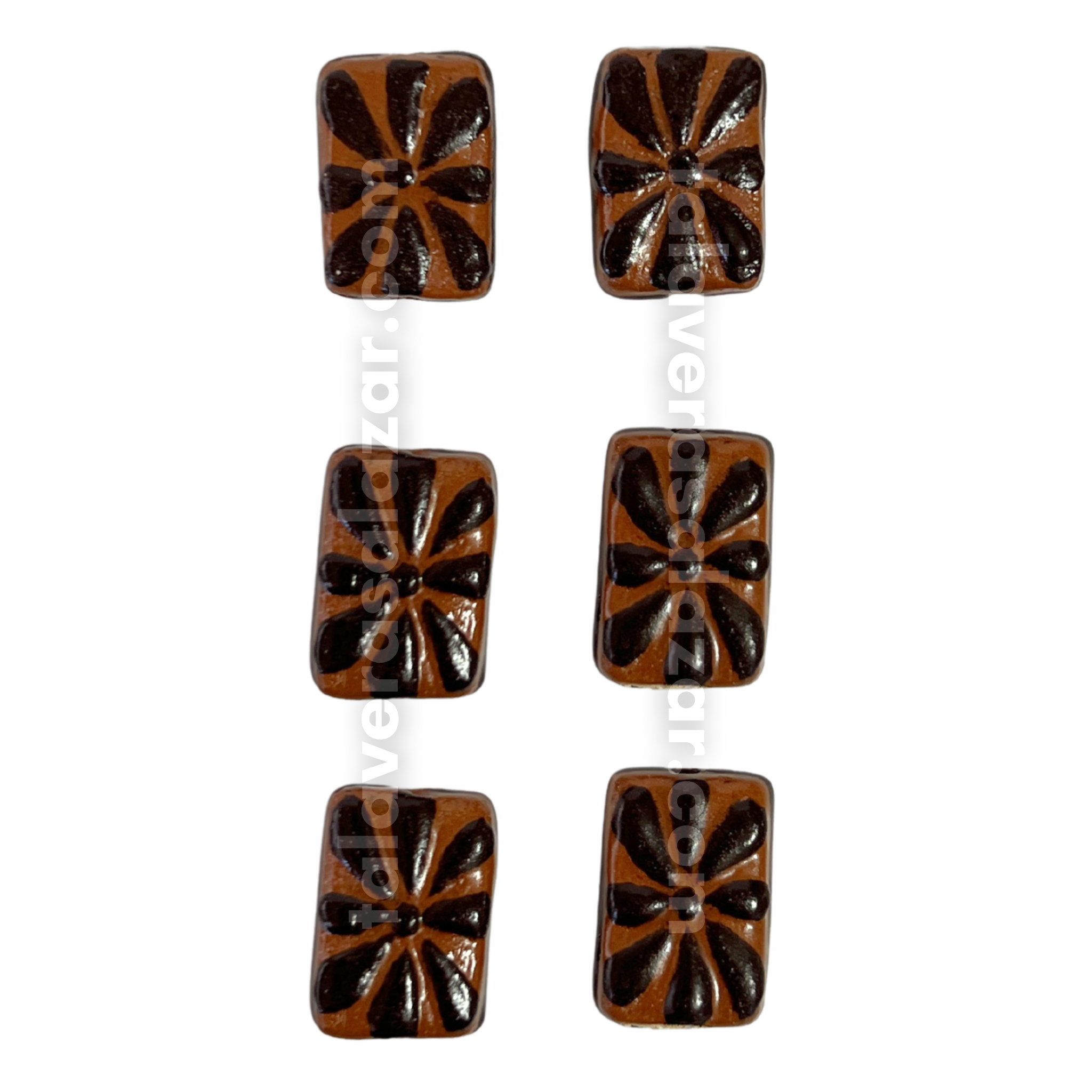 RECTANGULO PLANO 2 CM X 1.5 CM FONDO CAFE DECORADO CAFE CHOCOLATE