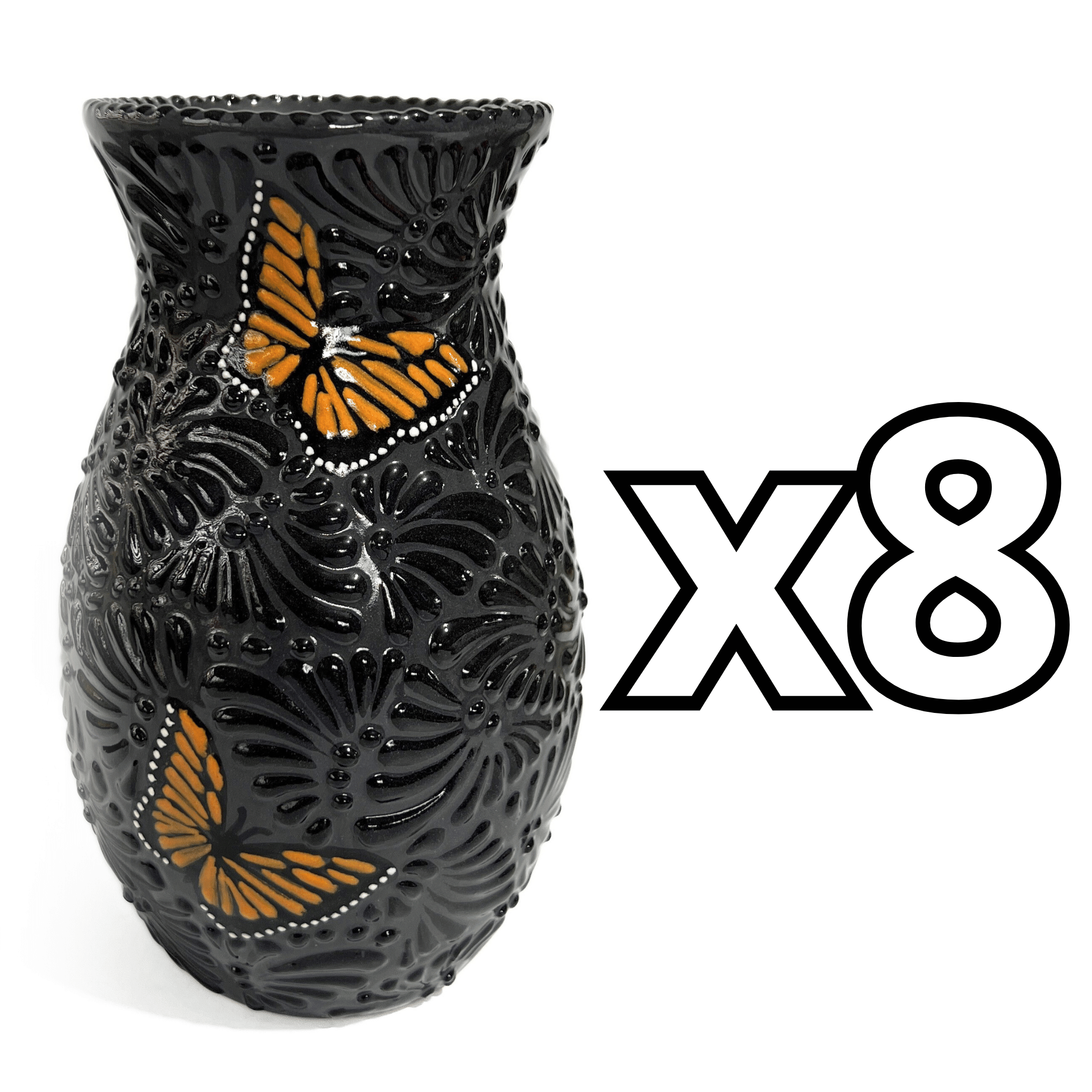 FLORERO BOLICHE 25 CM MIK SUPER BLACK MARIPOSAS