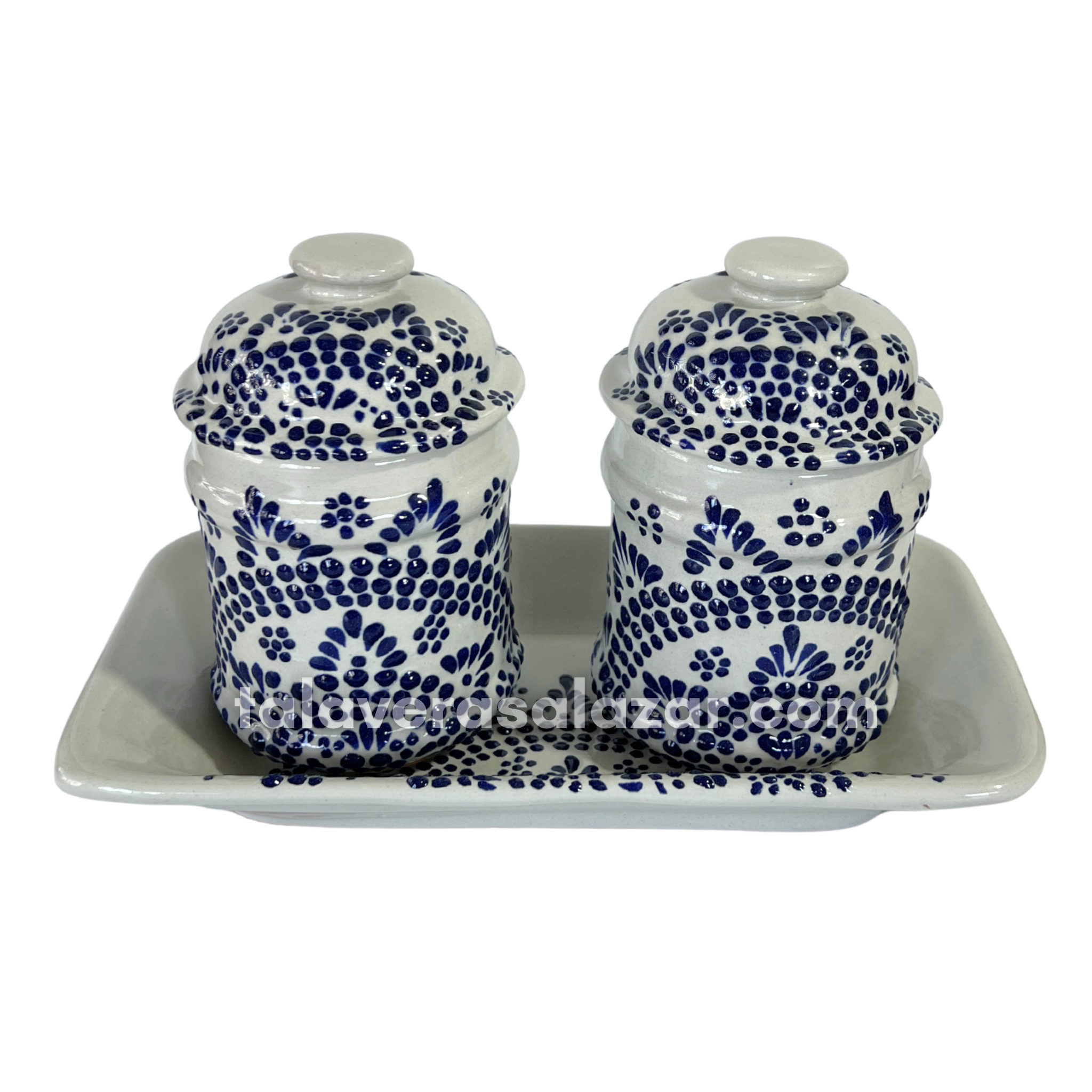 JUEGO DE CAFE Y AZUCAR FONDO TRADICIONAL CENEFA MANDALA AZUL COBALTO