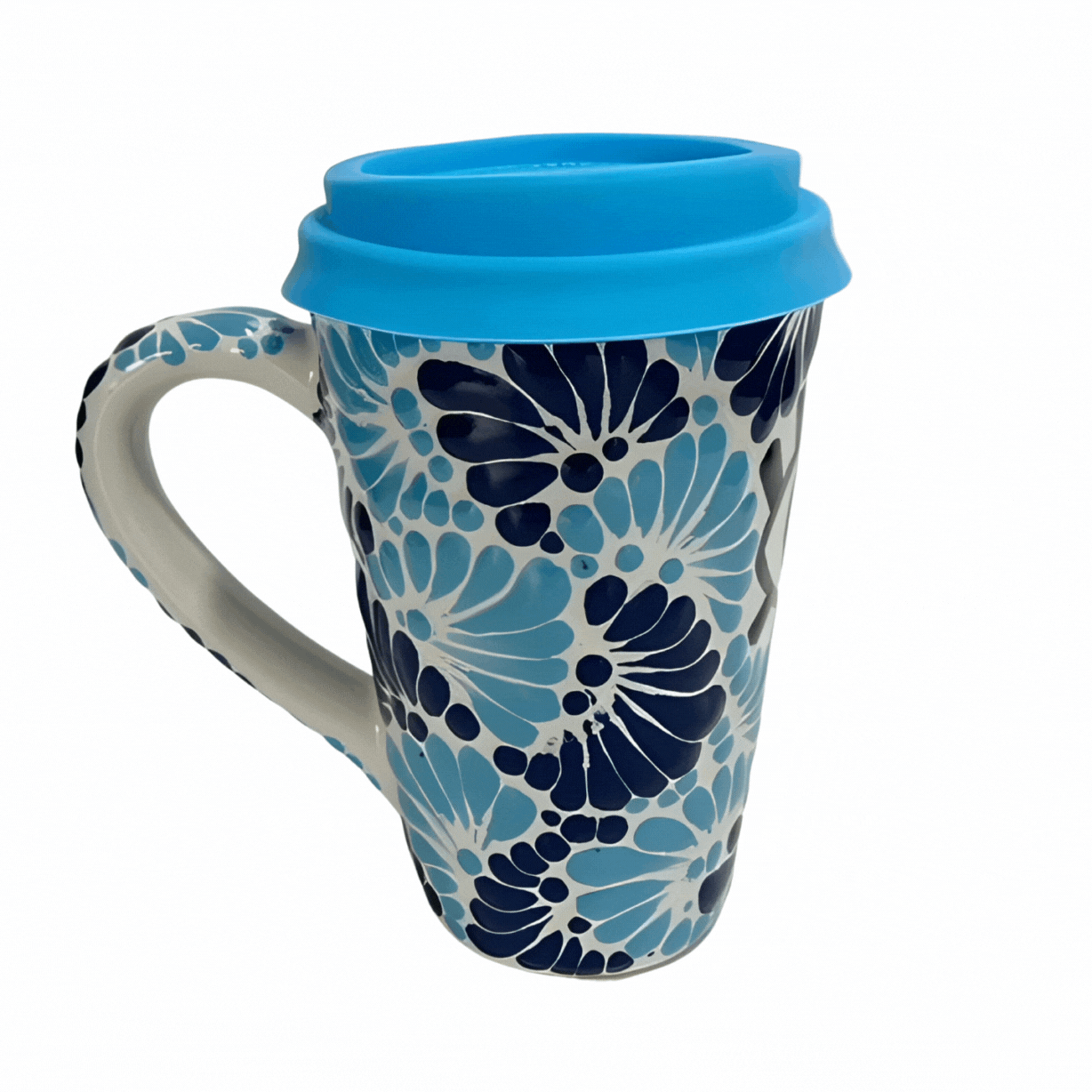 TERMO CON ASA 15 CM FONDO TRADICIONAL MIK COMBINACION AZUL COBALTO Y TURQUESA OJO TURCO
