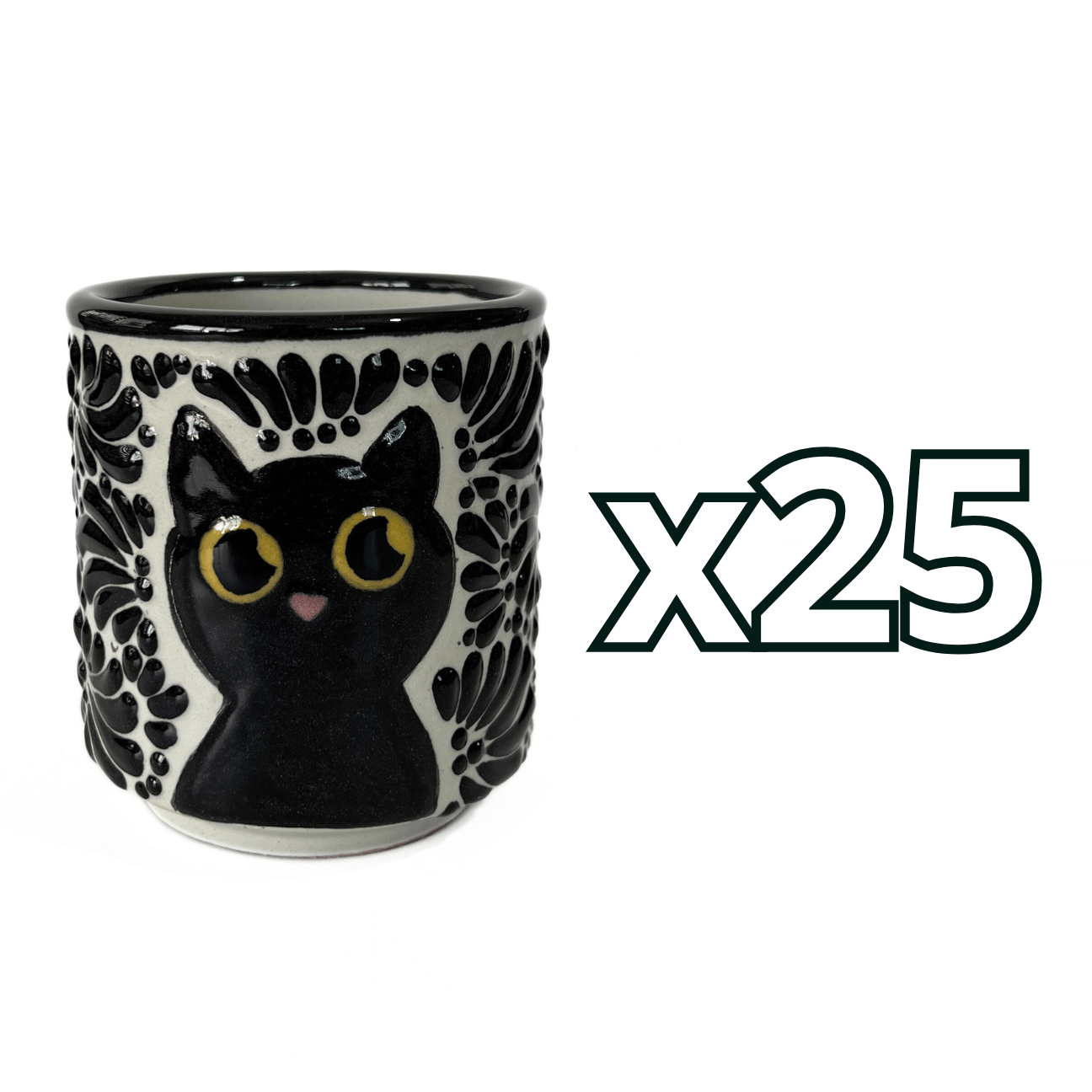 TAZA RECTA ESTANDAR FONDO TRADICIONAL MIK NEGRO GATO NEGRO CON OJOS AMARILLOS