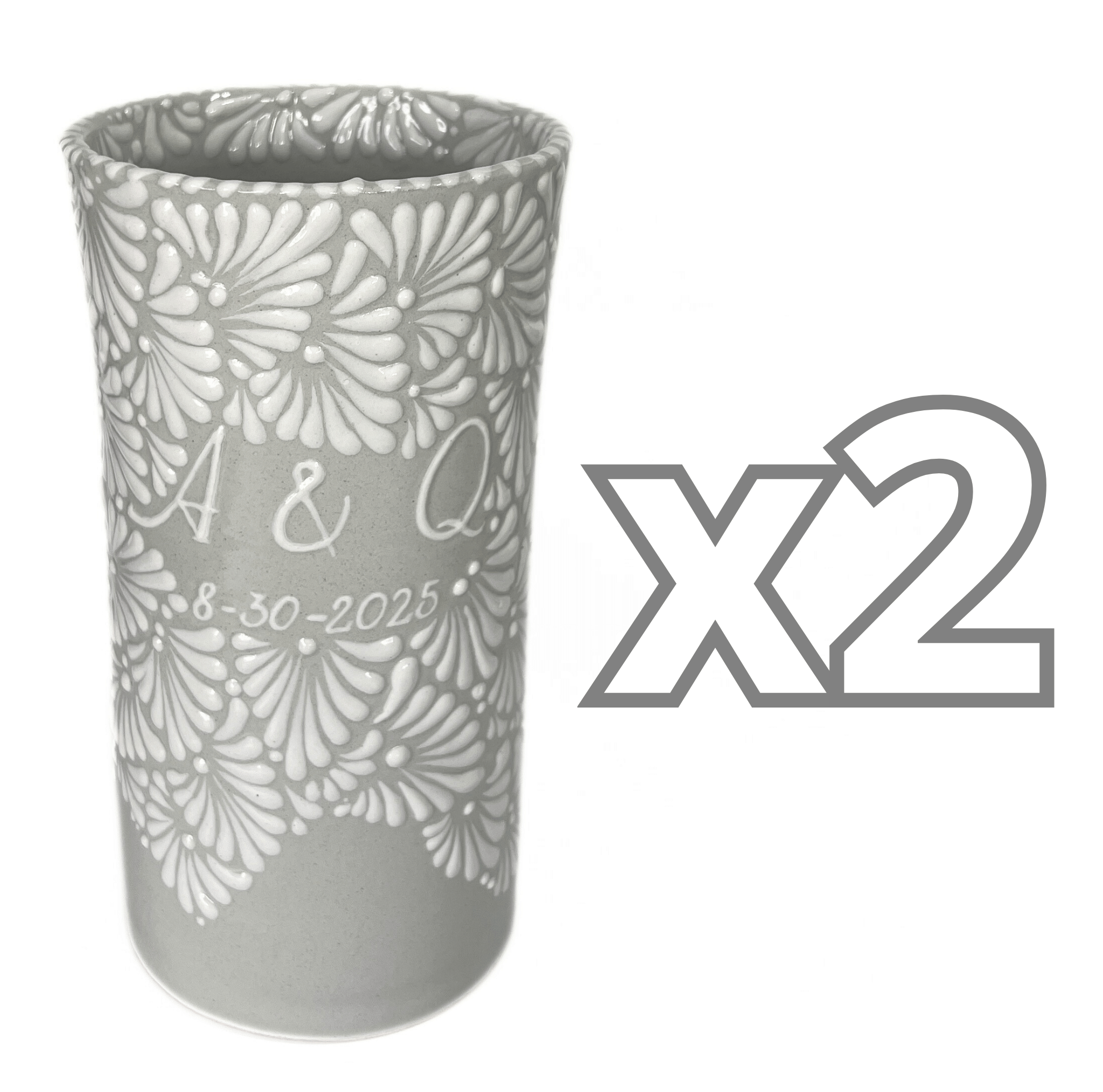 FLORERO CILINDRO 25 CM 16 CARACTERES FONDO TRADICIONAL MIK MEDIO BLANCO PERSONALIZADO