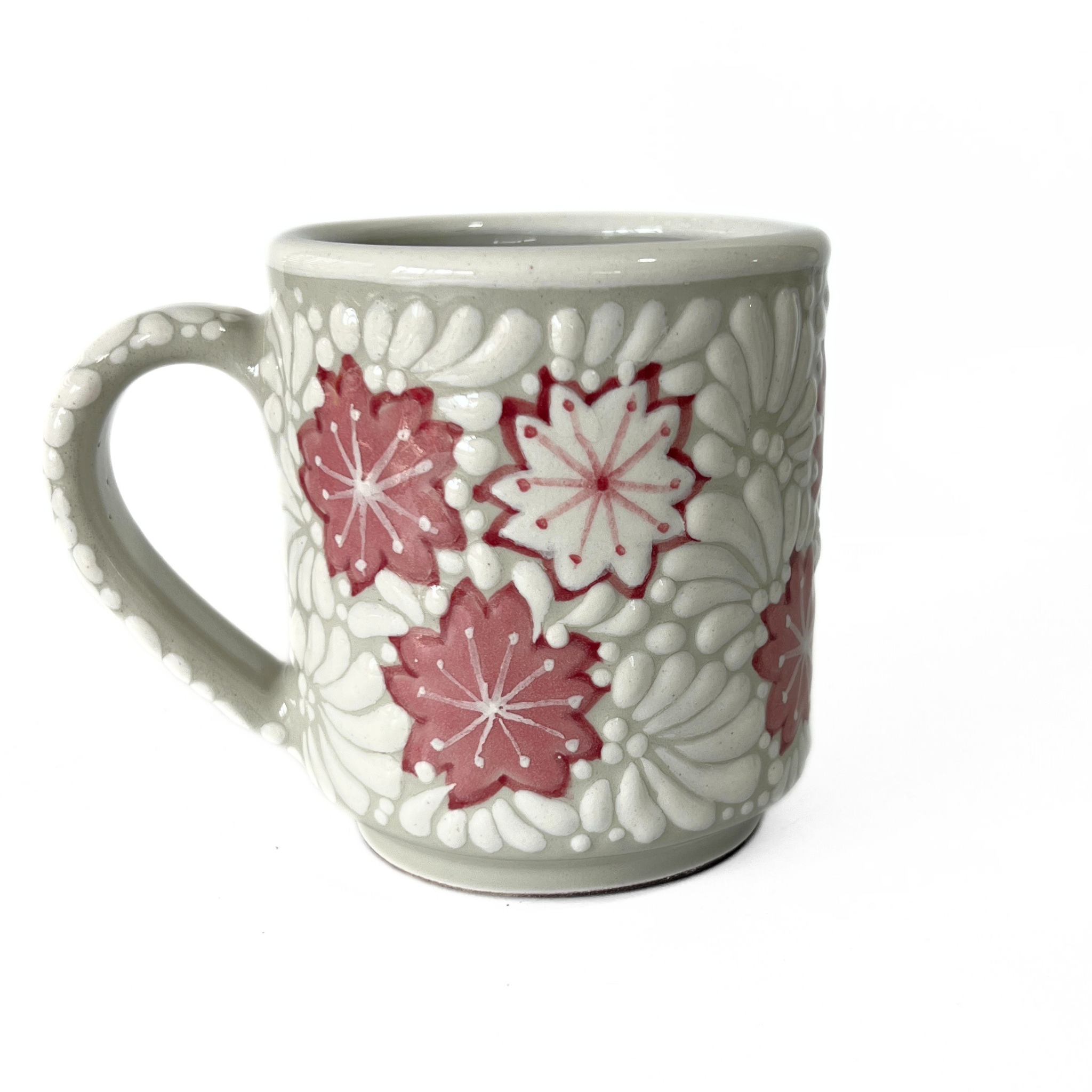 TAZA RECTA ESTANDAR FONDO TRADICIONAL MIK BLANCO TRES FLORES CEREZO