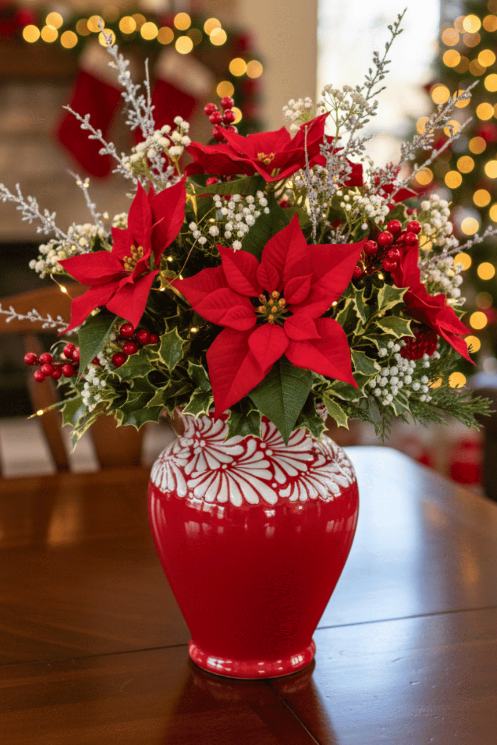 FLORERO JARRON FONDO ROJO MIK CENEFA BLANCO
