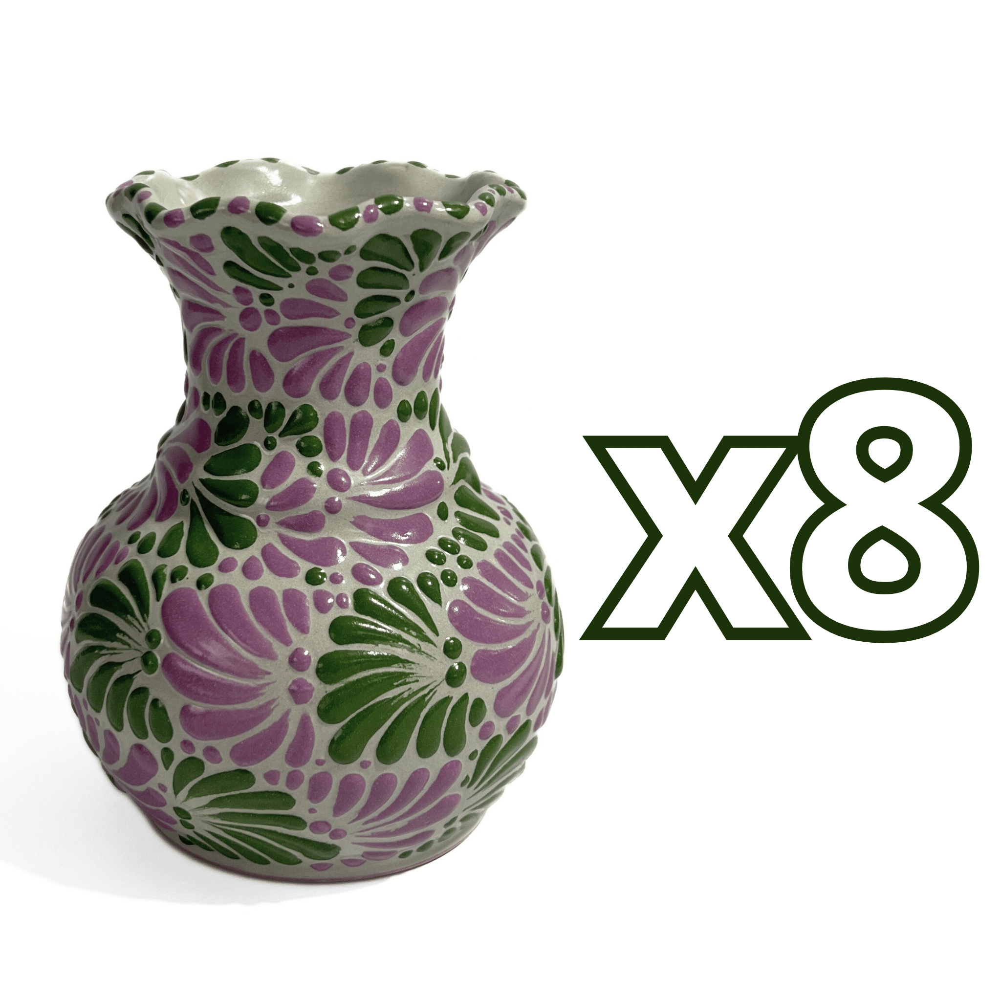 FLORERO ONDAS 15 CM FONDO TRADICIONAL MIK COMBINACION VERDE BANDERA CON MORADO