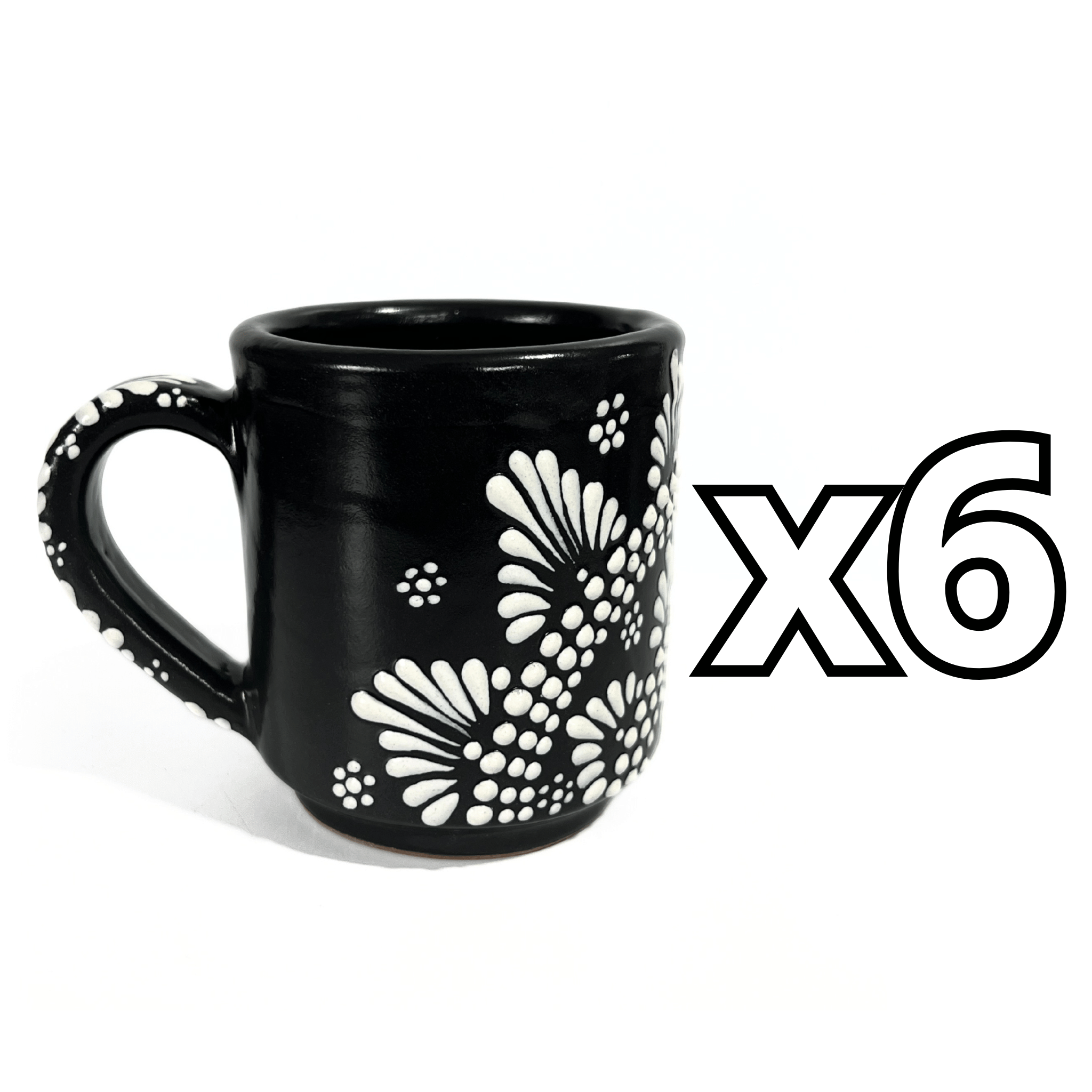 TAZA RECTA ESTANDAR FONDO NEGRO CENEFA MANDALA BLANCO