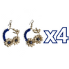 ARETES CRISTAL CORTADO ESFERA FONDO TRADICIONAL DECORADO AZUL COBALTO
