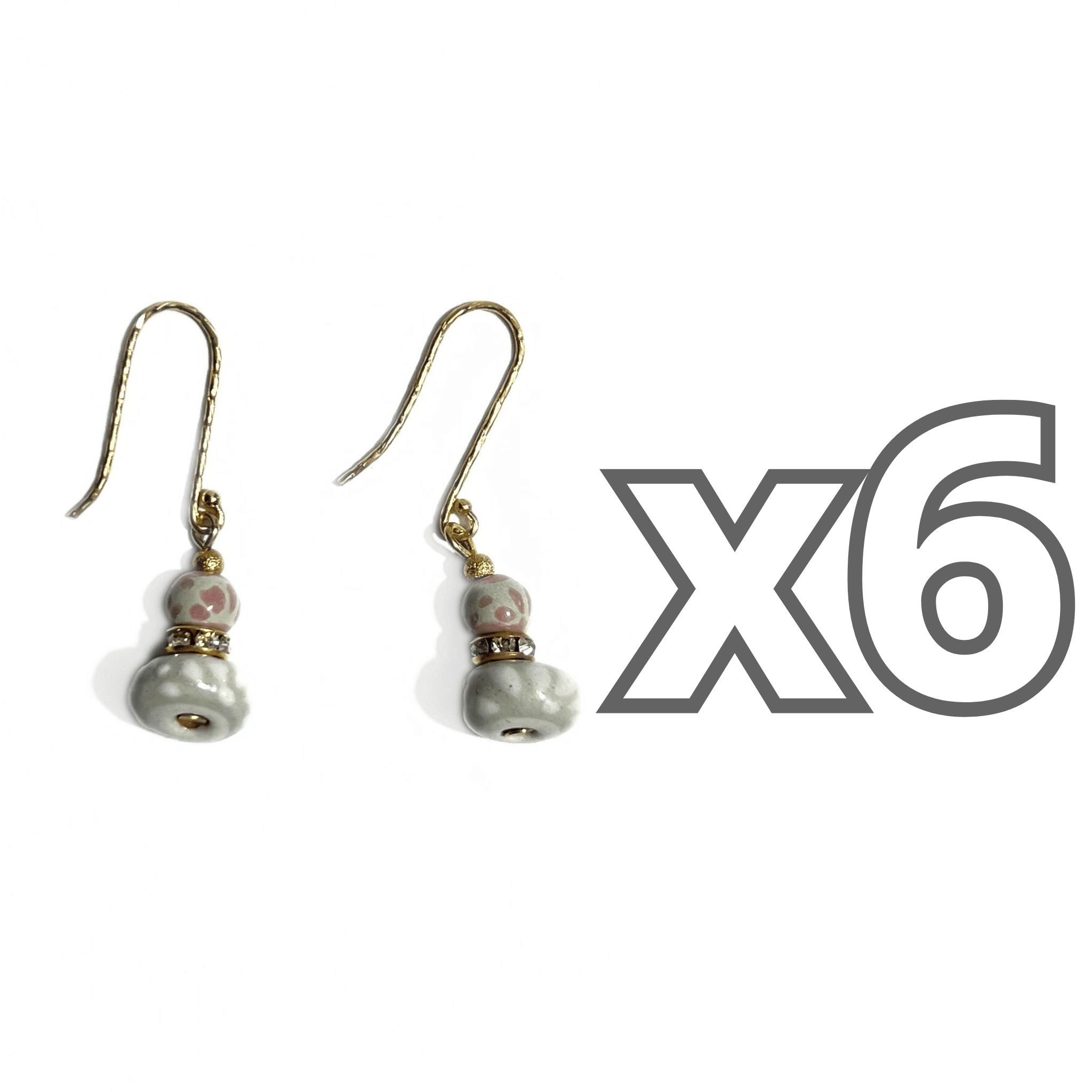 ARETES ESFERA DECORADO ROSA Y DONA DECORADO BLANCO