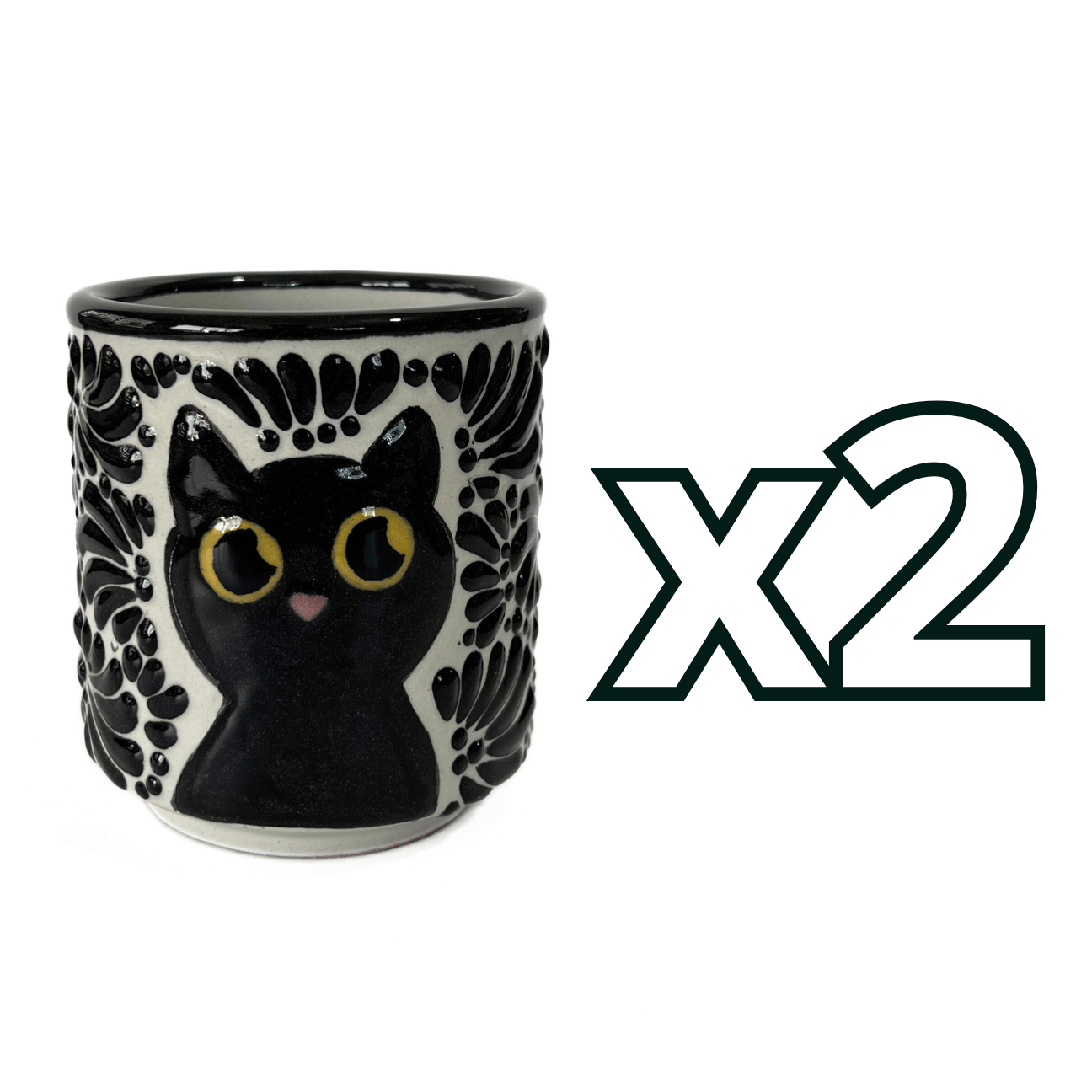 TAZA RECTA ESTANDAR FONDO TRADICIONAL MIK NEGRO GATO NEGRO CON OJOS AMARILLOS