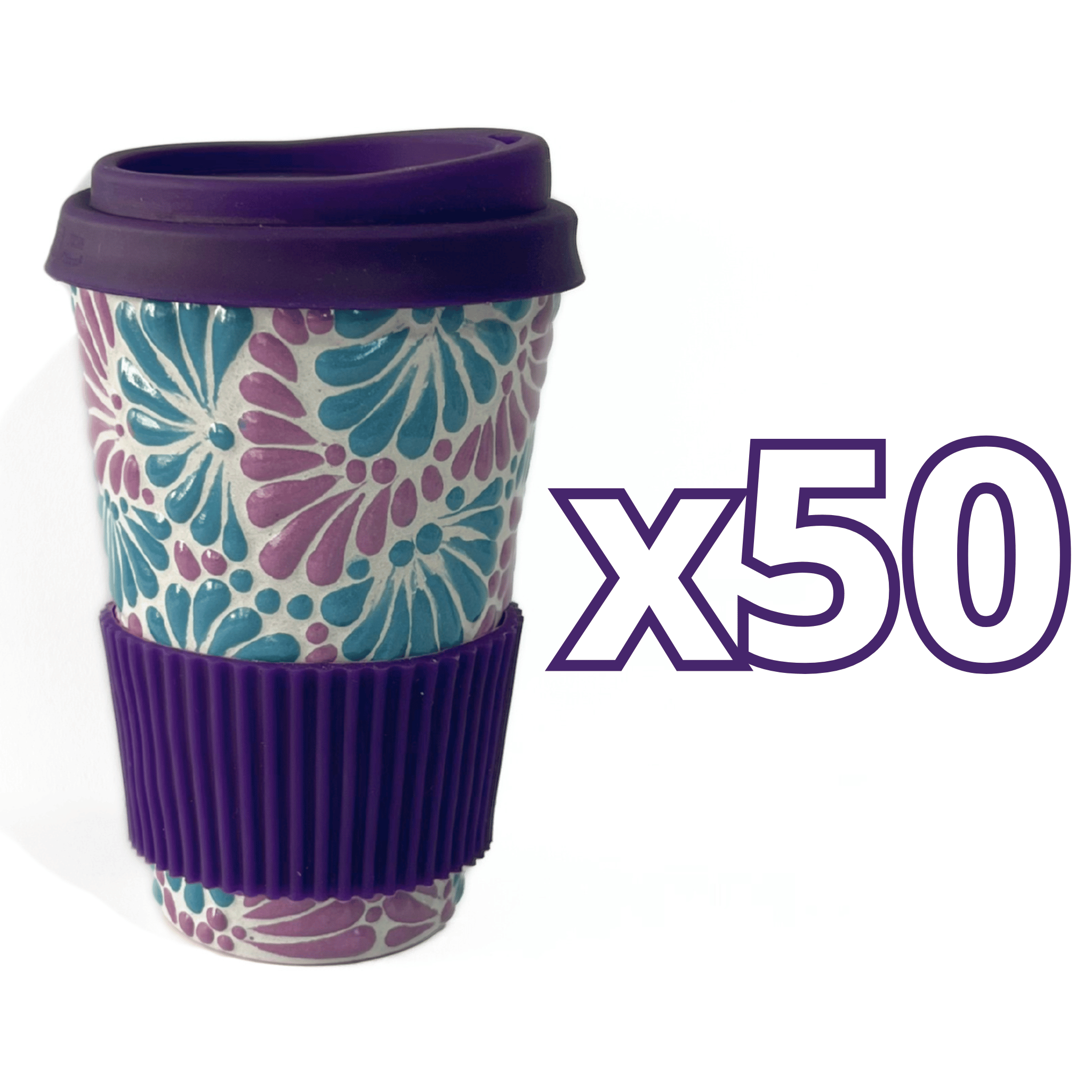 TERMO 15 CM SIN ASA FONDO TRADICIONAL MIK COMBINACION MORADO Y VERDE TURQUESA