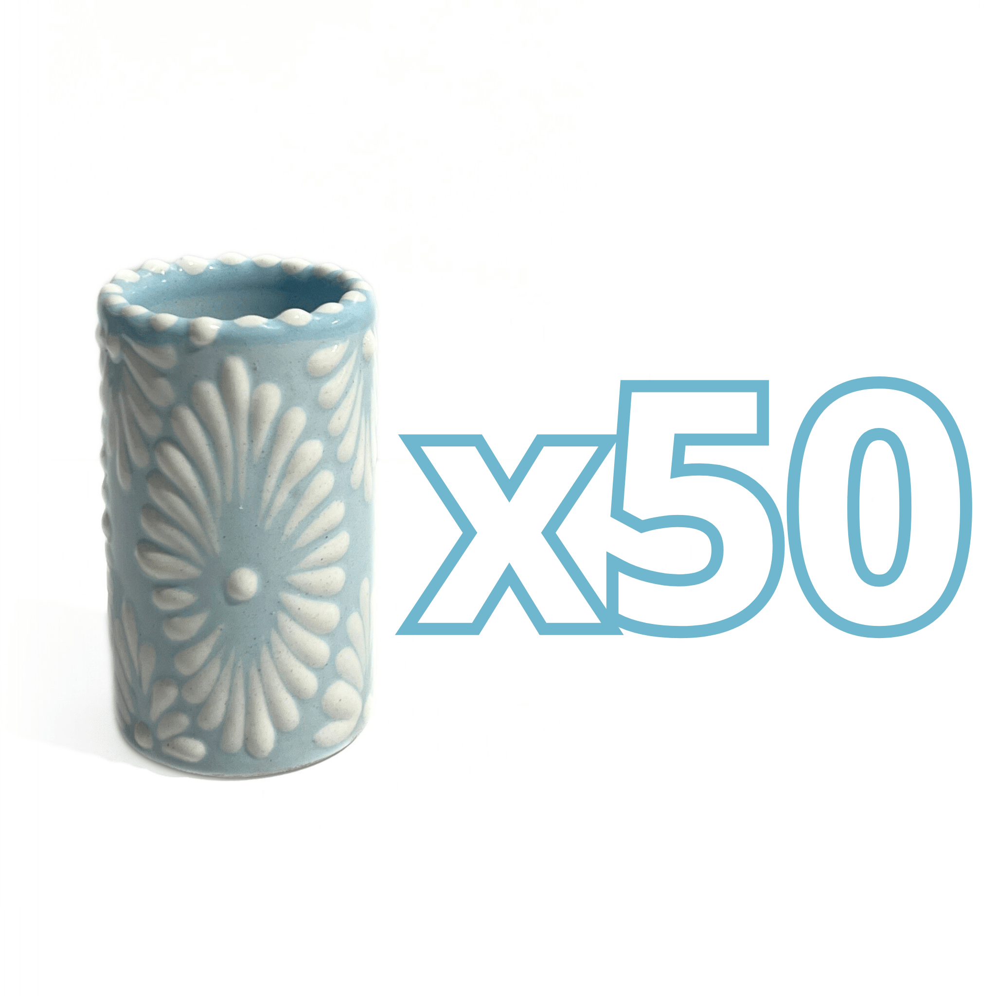 TEQUILERO NO PERSONALIZADO FONDO BABY BLUE ABANICO COMPLETO BLANCO
