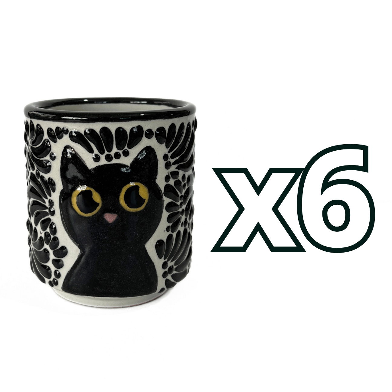 TAZA RECTA ESTANDAR FONDO TRADICIONAL MIK NEGRO GATO NEGRO CON OJOS AMARILLOS