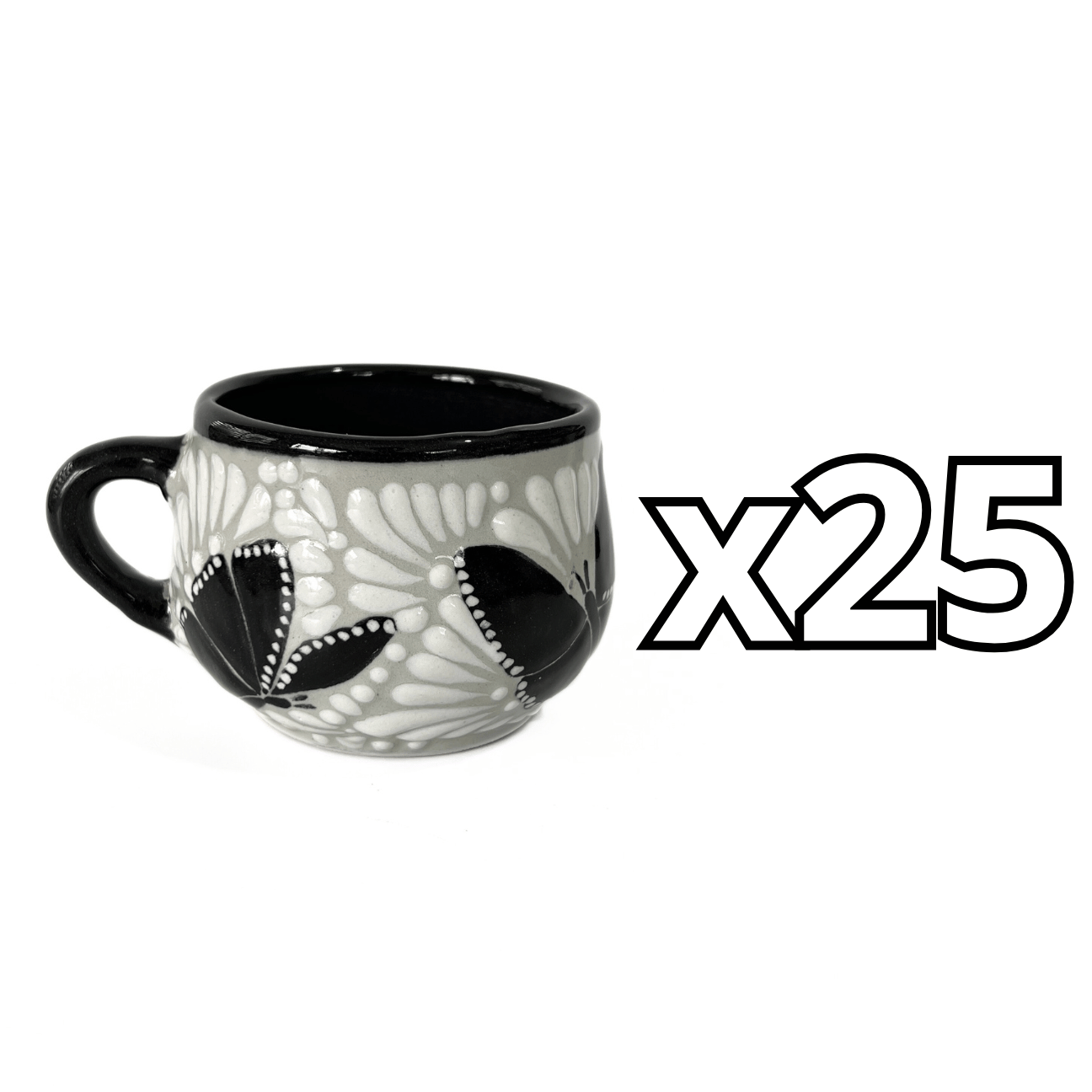 TAZA CHOCOLATERA MEDIANA FONDO TRADICIONAL MIK BLANCO ORILLA NEGRO